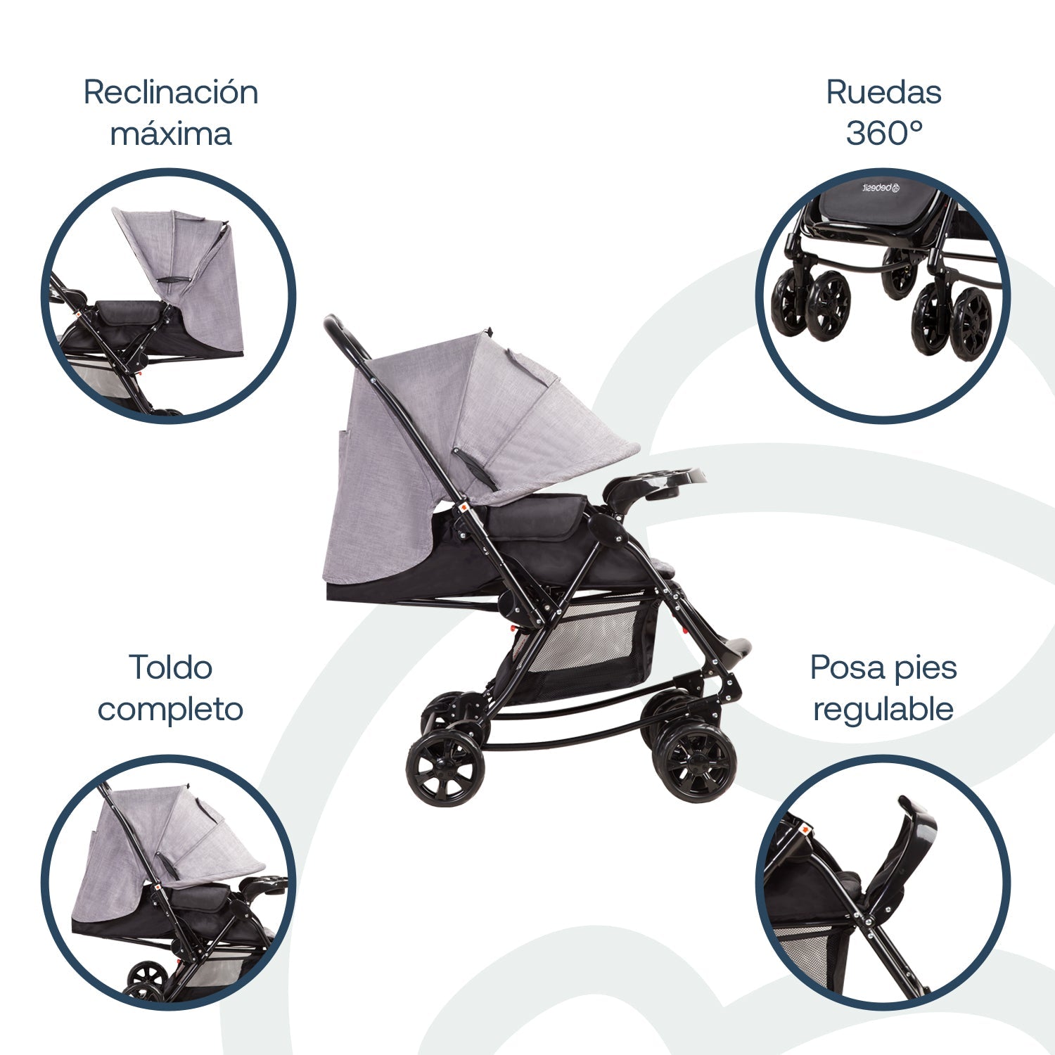 Coche Cuna Balancin Sx Gris Melange
