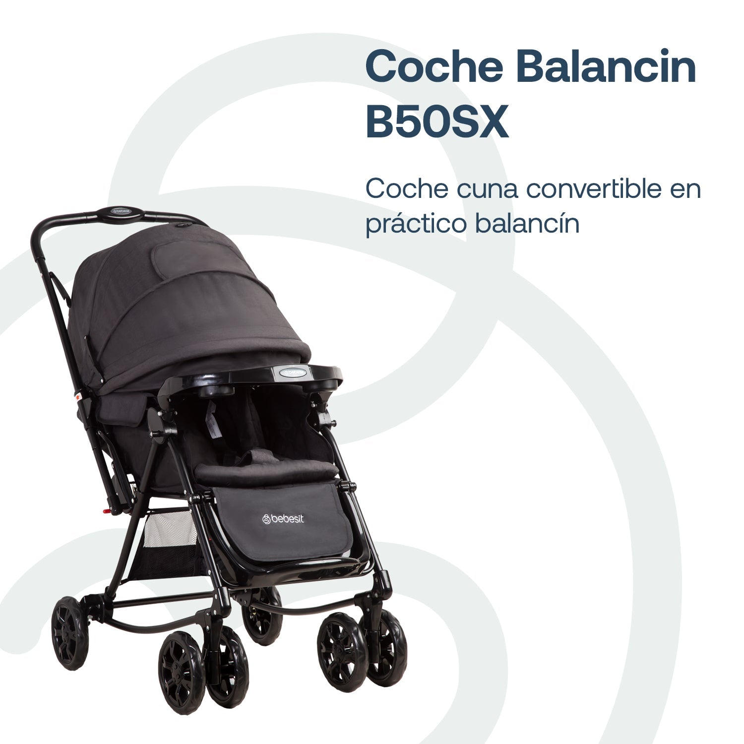 Coche Cuna Balancin Sx Negro Melange