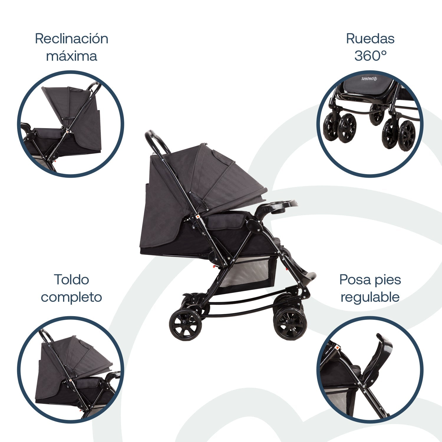 Coche Cuna Balancin Sx Negro Melange