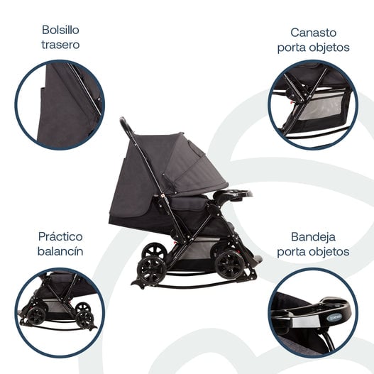 Coche Cuna Balancin Sx Negro Melange