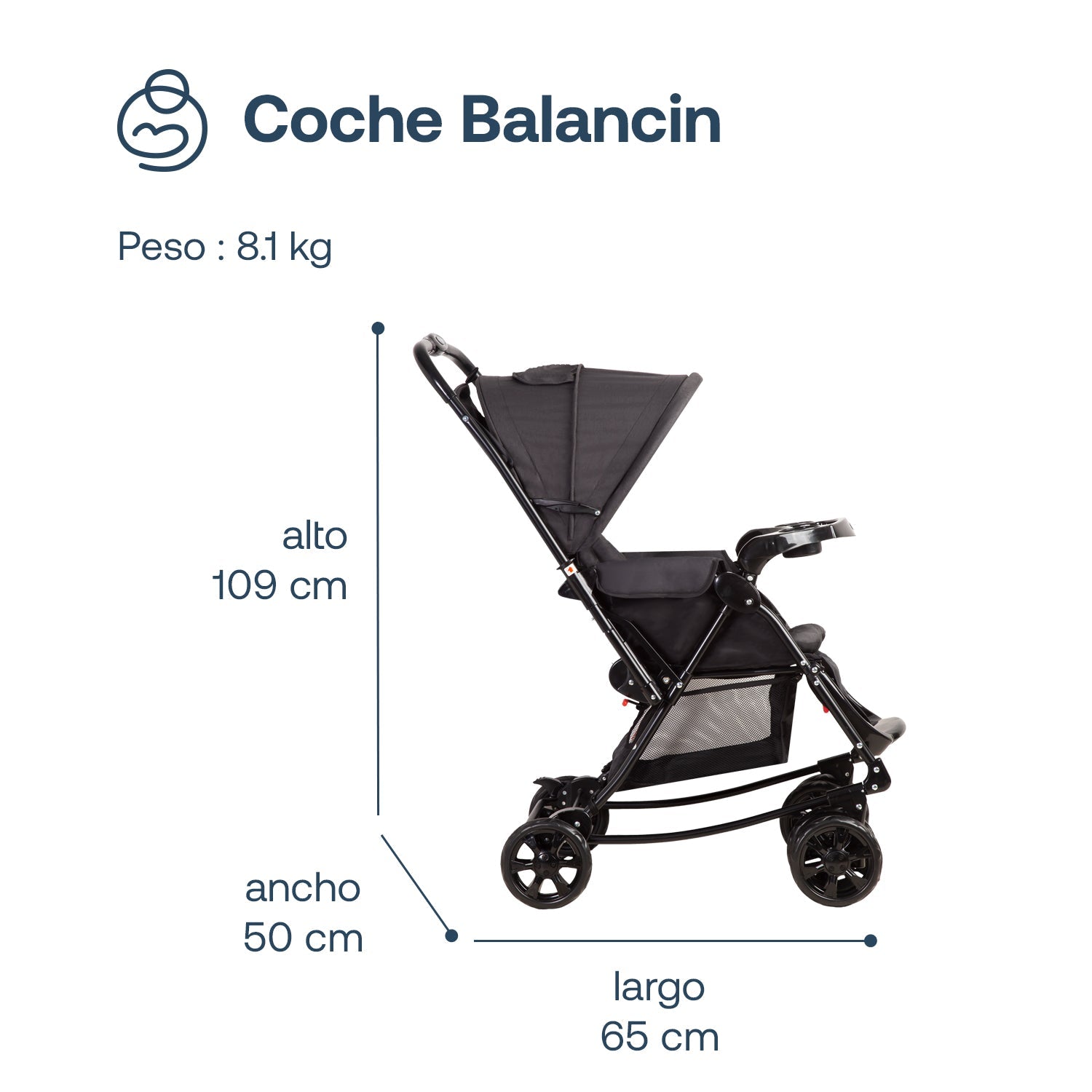 Coche Cuna Balancin Sx Negro Melange