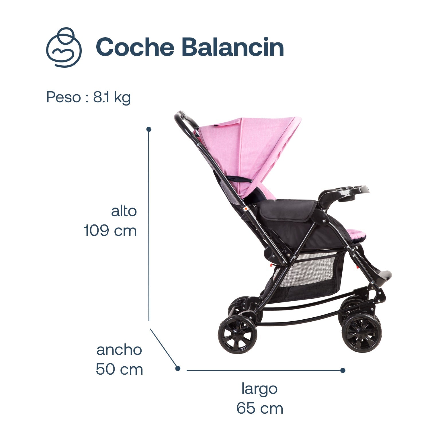Coche Cuna Balancin Sx Rosado