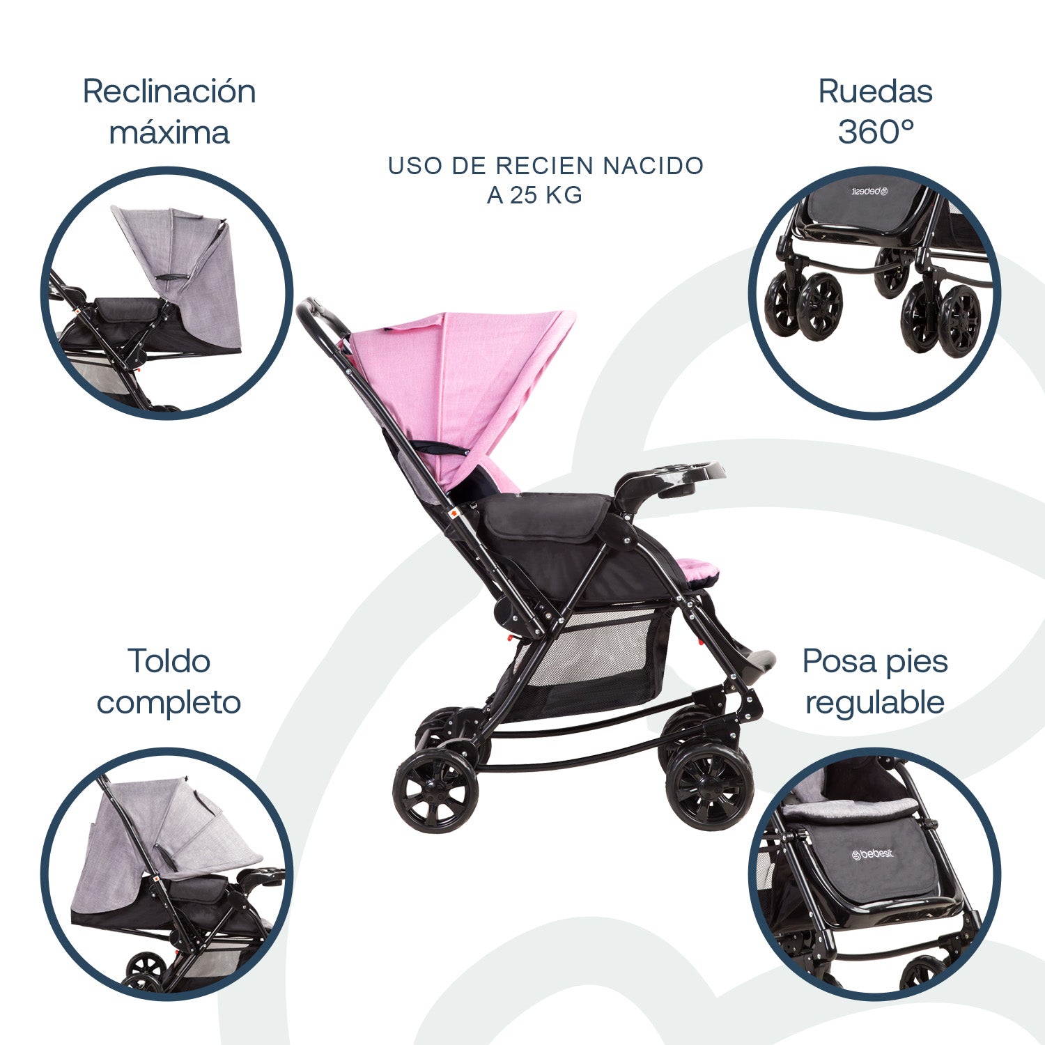 Coche Cuna Balancin Sx Rosado