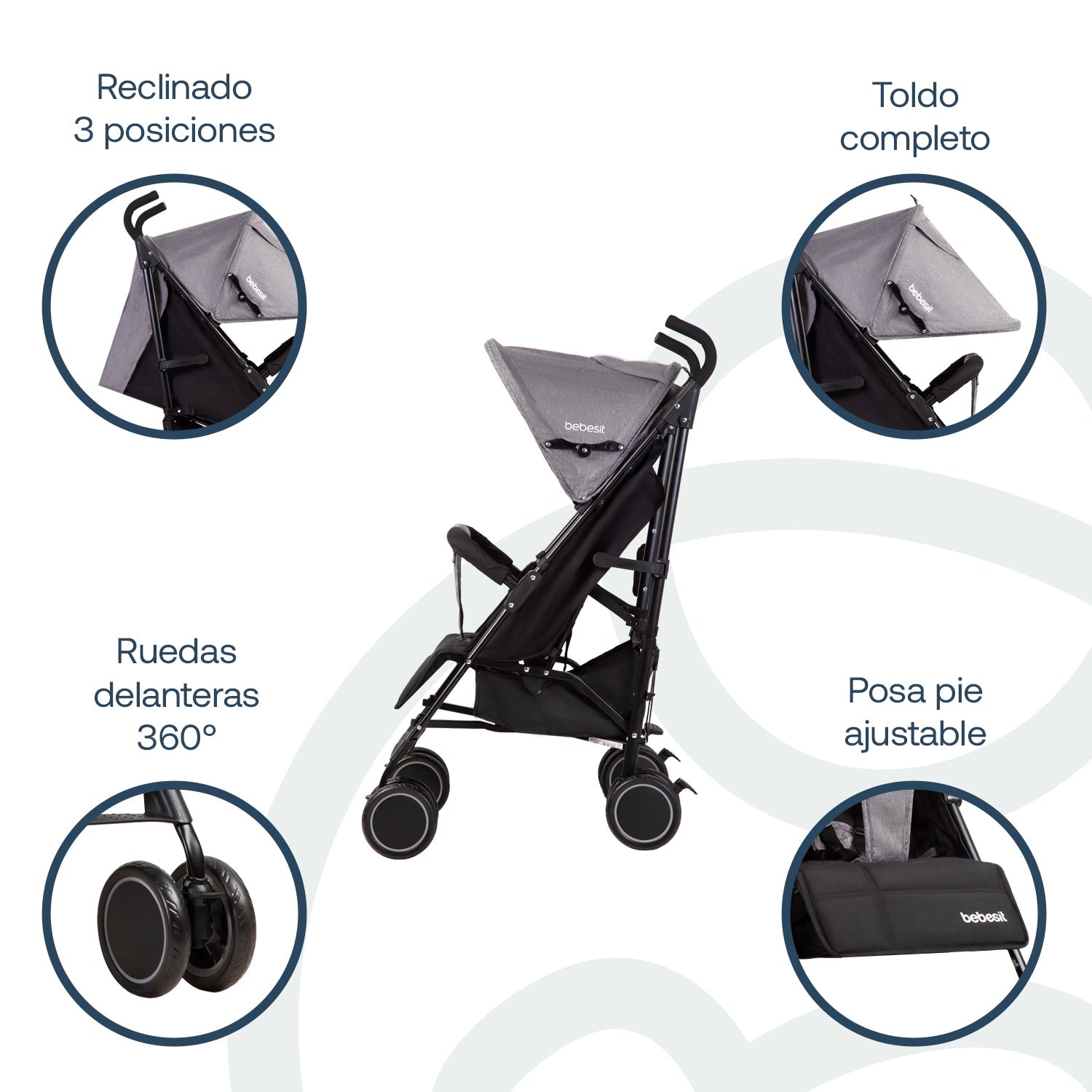 Coche Paragua Kronos Gris Oscuro