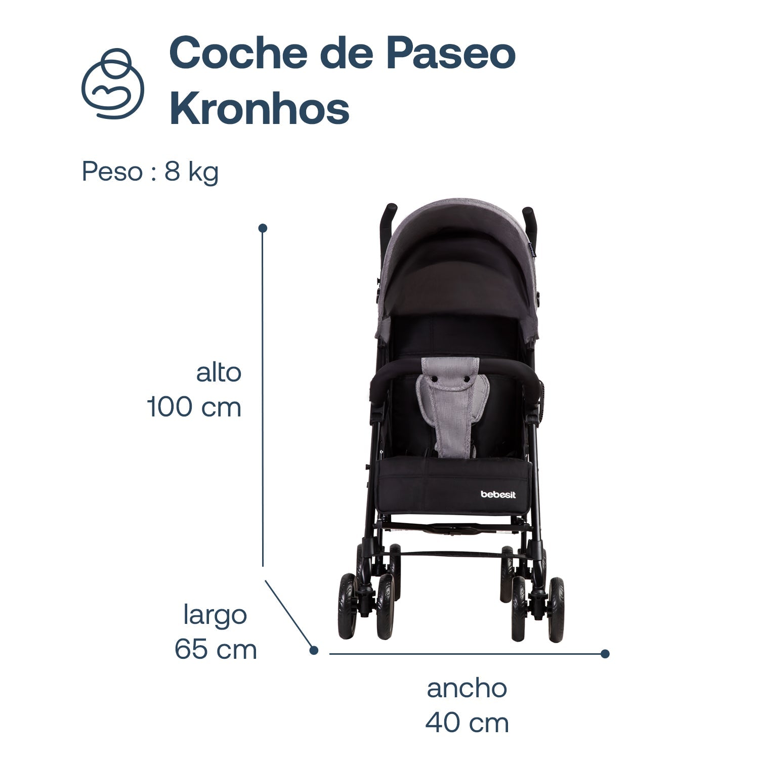 Coche Paragua Kronos Gris Oscuro