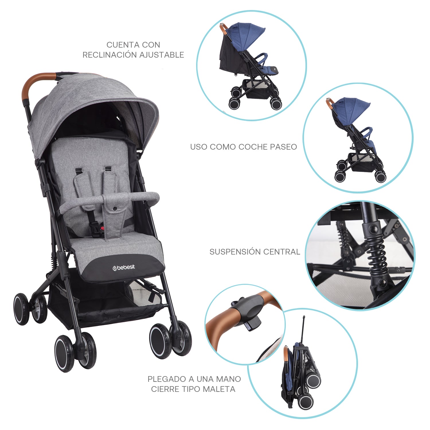 Coche Paseo Maleta Sprint Sx Gris