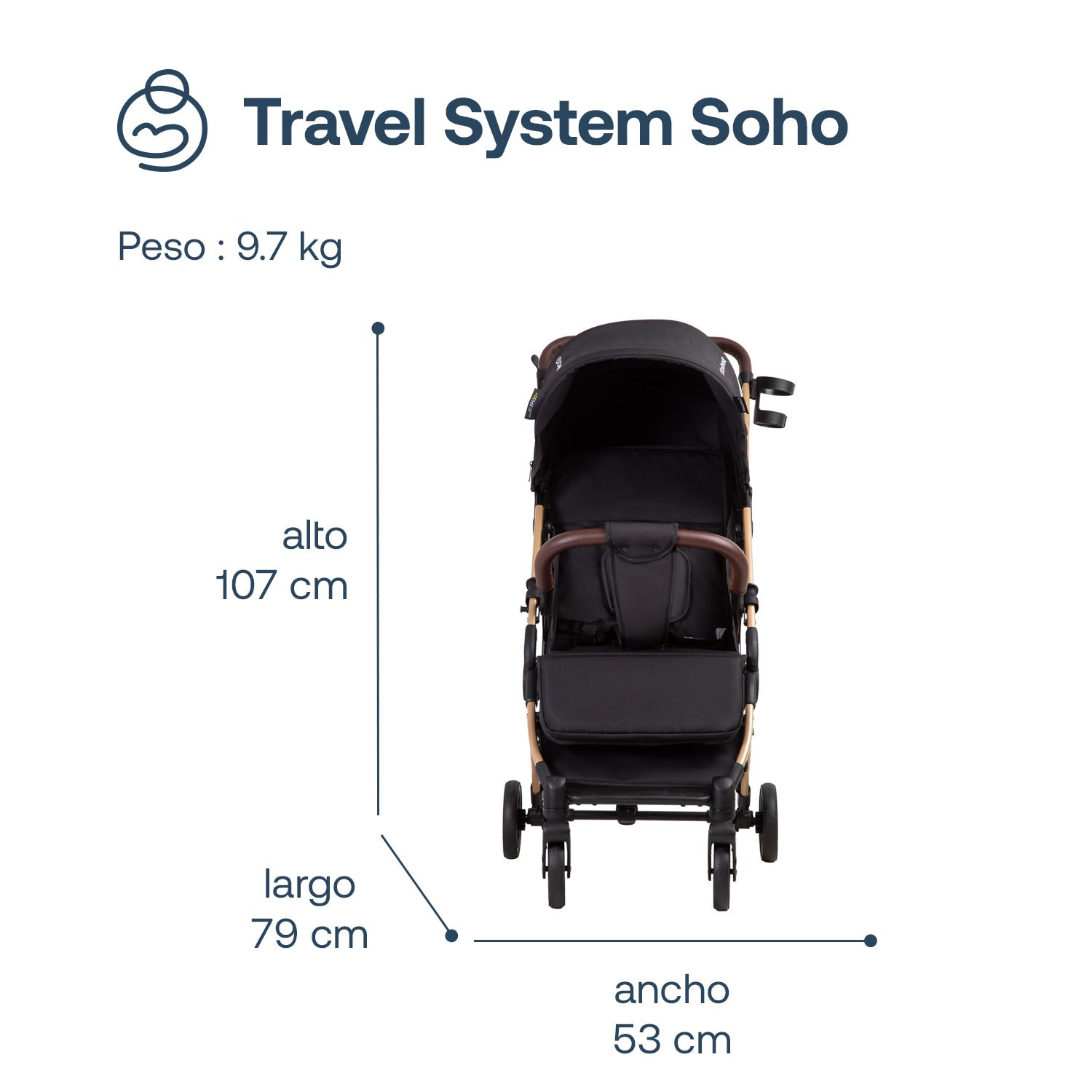 Coche Maleta Compactotravel System Soho Negro