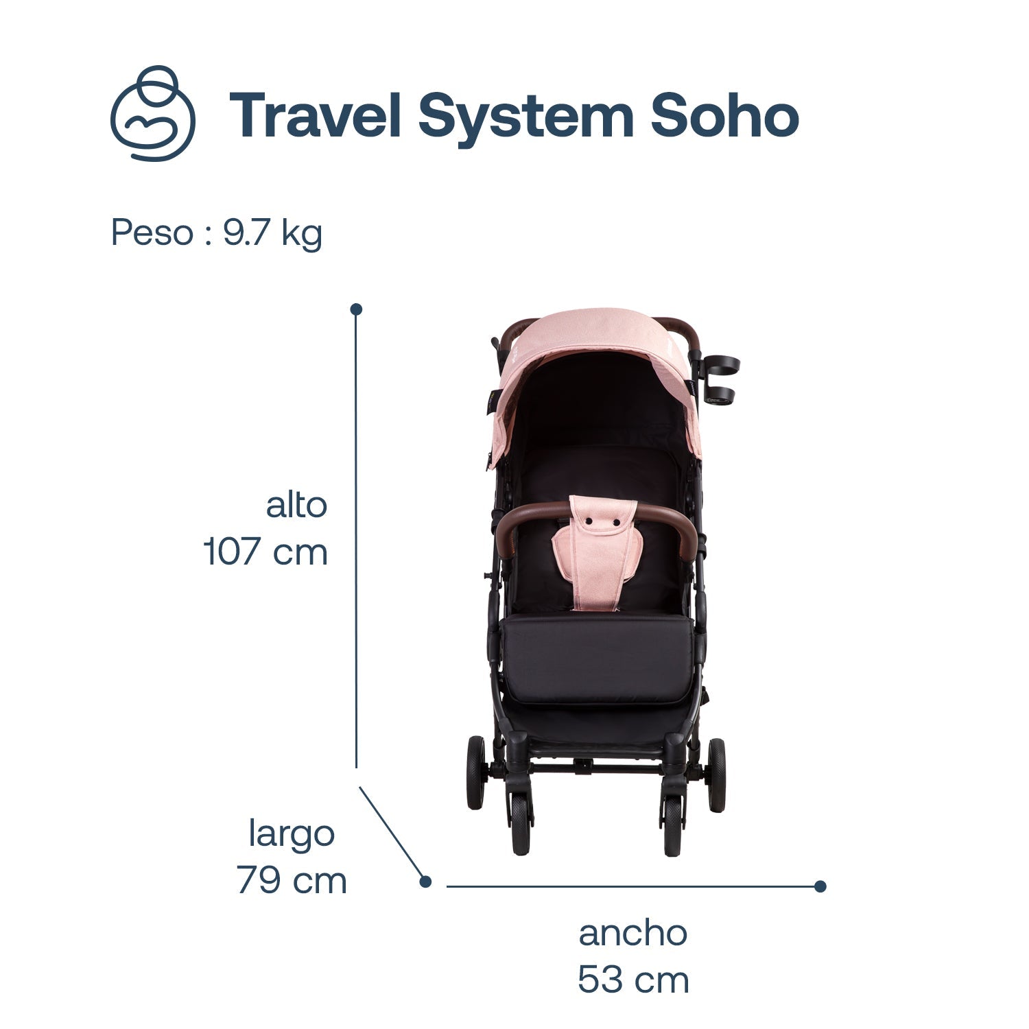 Coche Maleta Compactotravel System Soho Rosa
