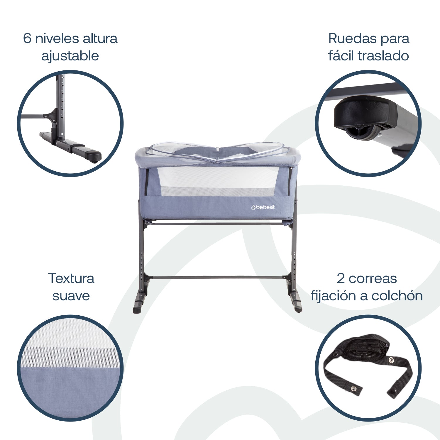 Cuna Colecho Con Mosquitero Myside Lx Azul