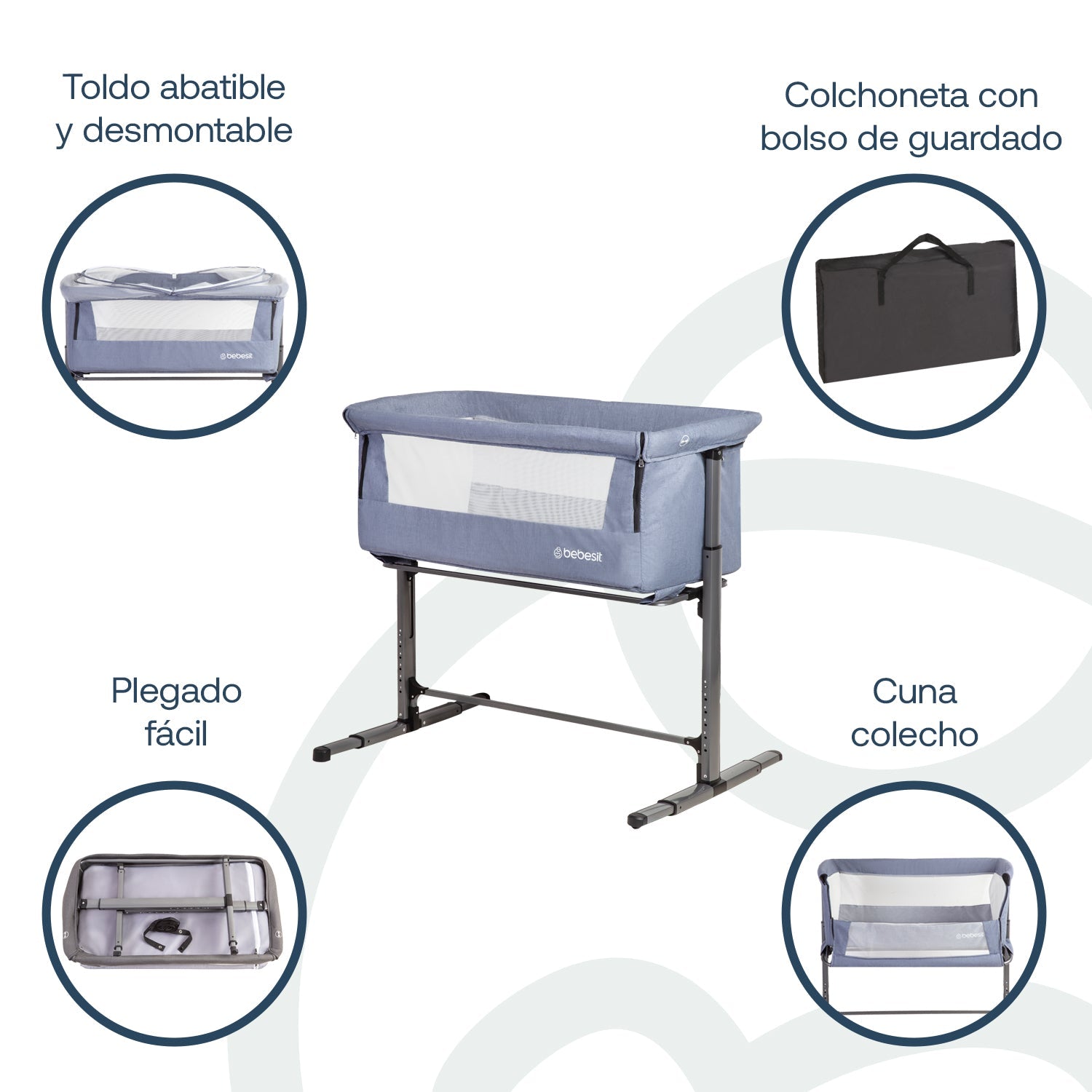 Cuna Colecho Con Mosquitero Myside Lx Azul