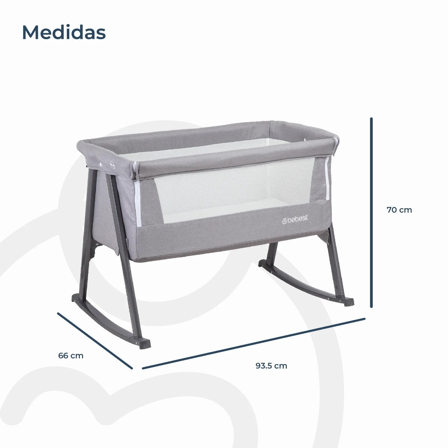 Cuna Colecho Moisés Mecedora Gris