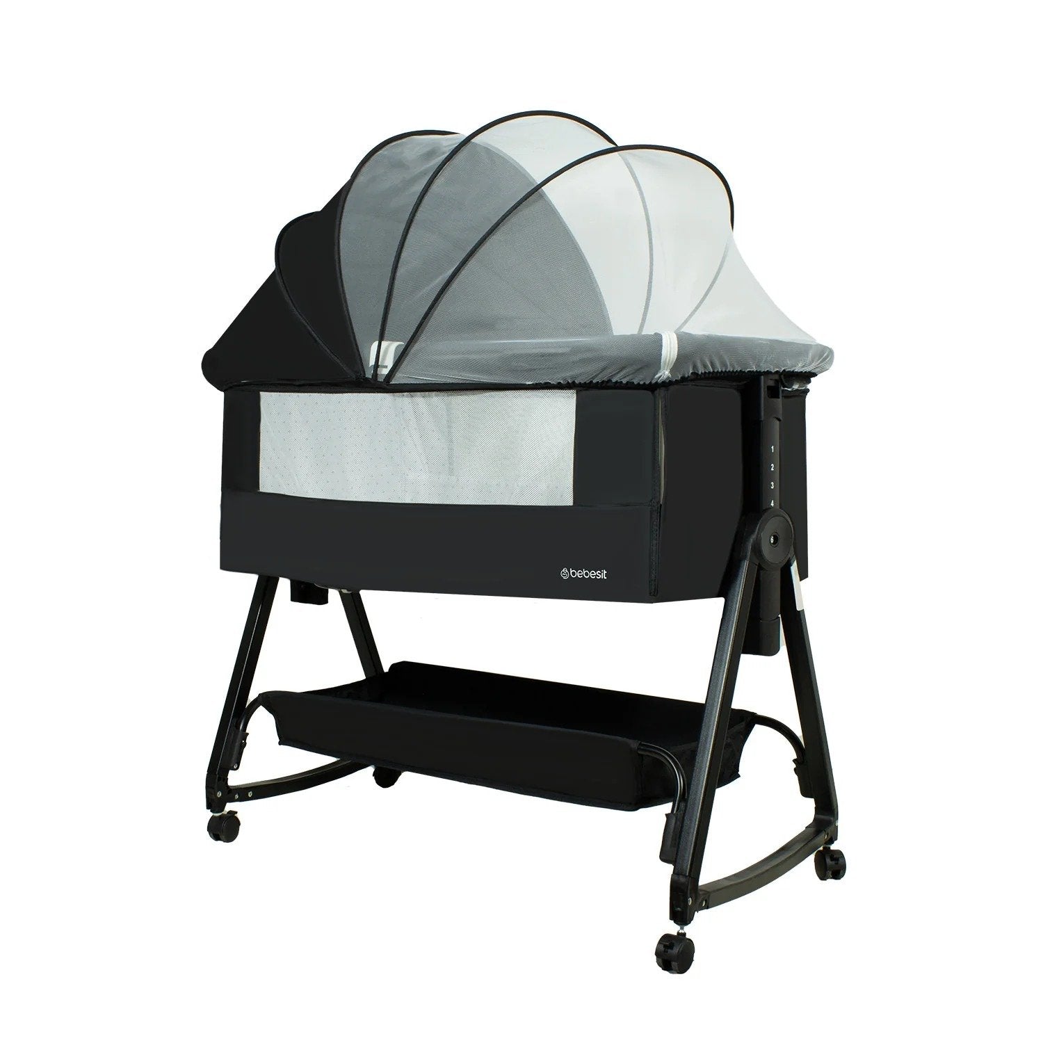 Cuna Colecho Balancin Cloud Colchón Mosquitero Canasto Negro