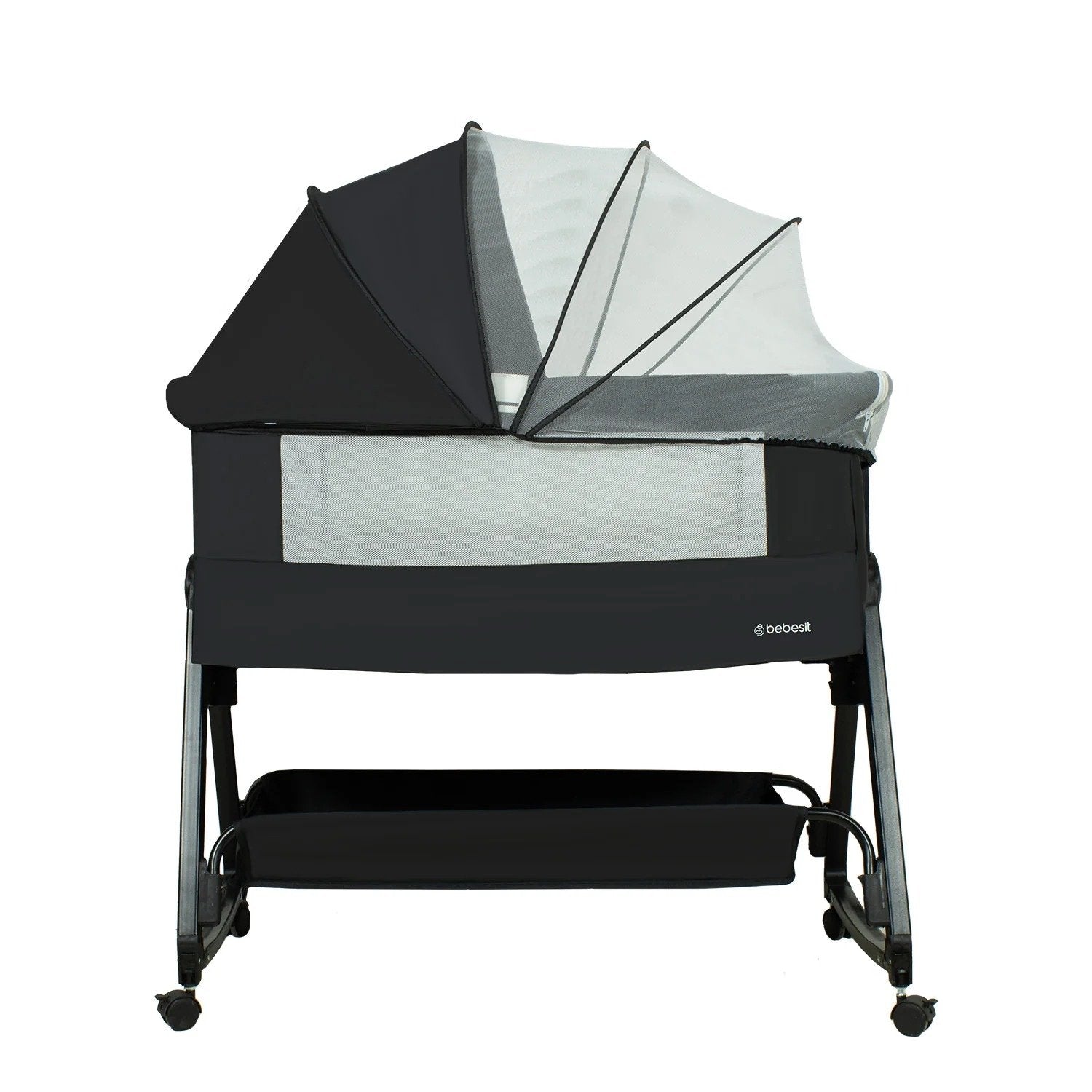 Cuna Colecho Balancin Cloud Colchón Mosquitero Canasto Negro