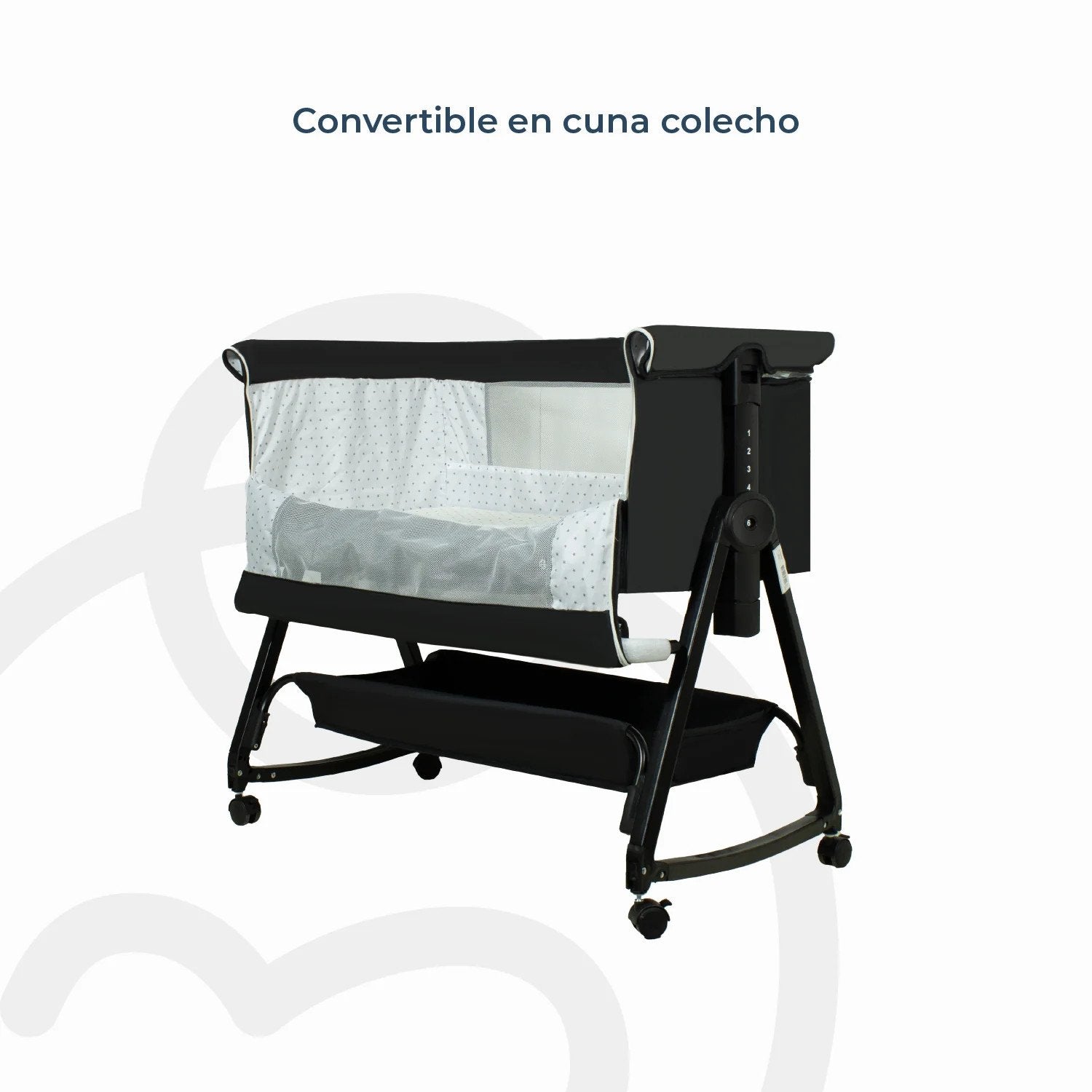 Cuna Colecho Balancin Cloud Colchón Mosquitero Canasto Negro