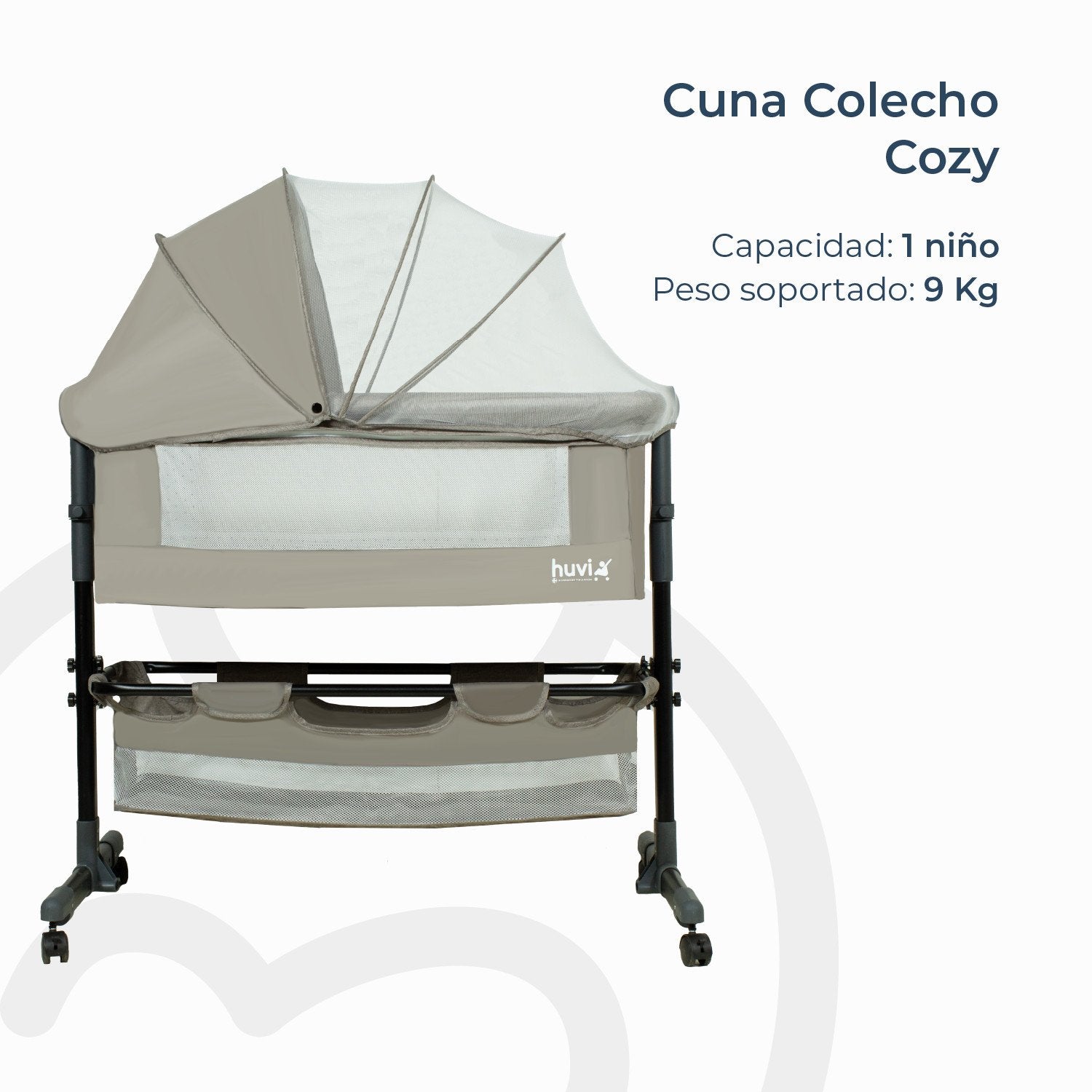 Cuna Colecho Cozy Con Colchón Mosquitero Y Canasto Beige Huvi