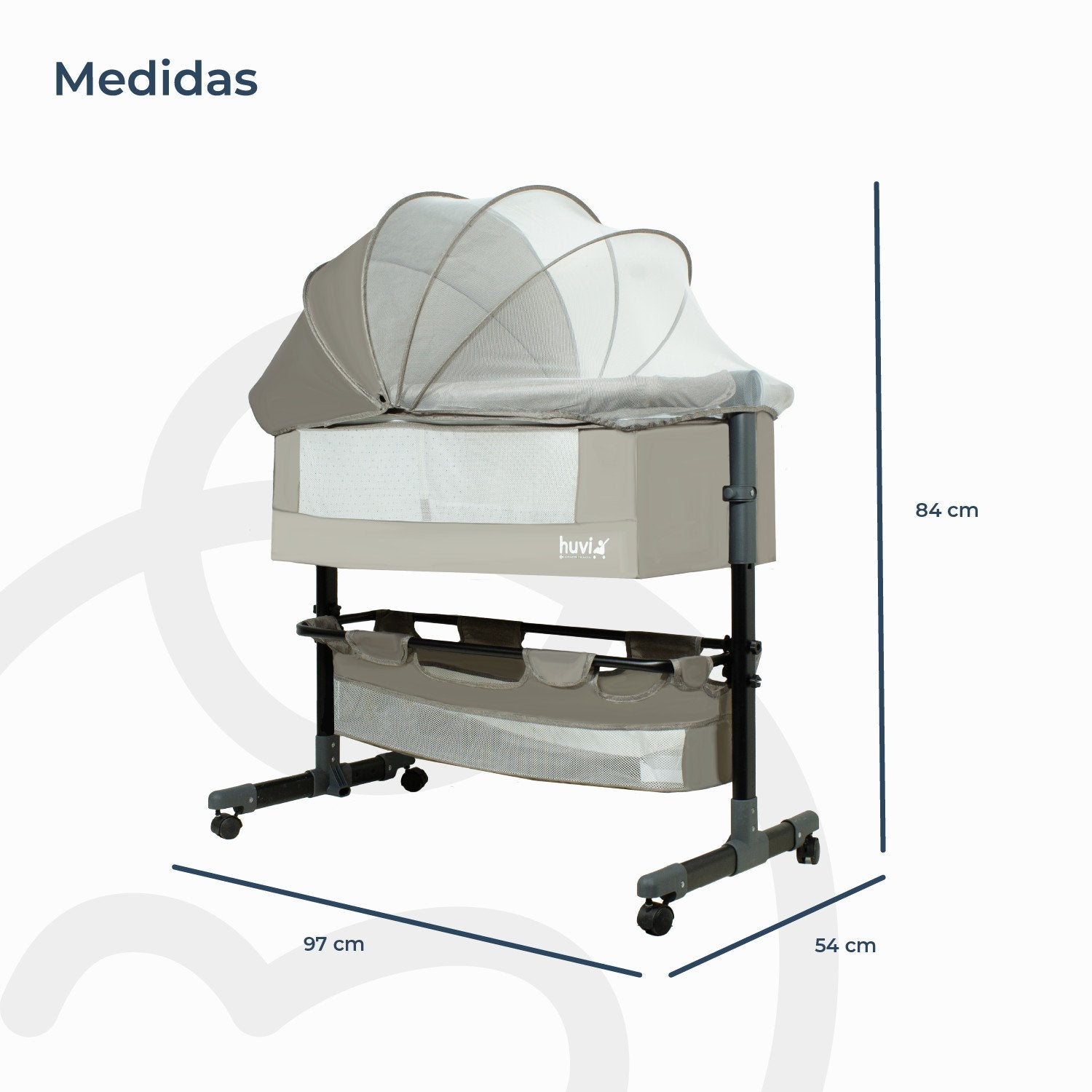 Cuna Colecho Cozy Con Colchón Mosquitero Y Canasto Beige Huvi