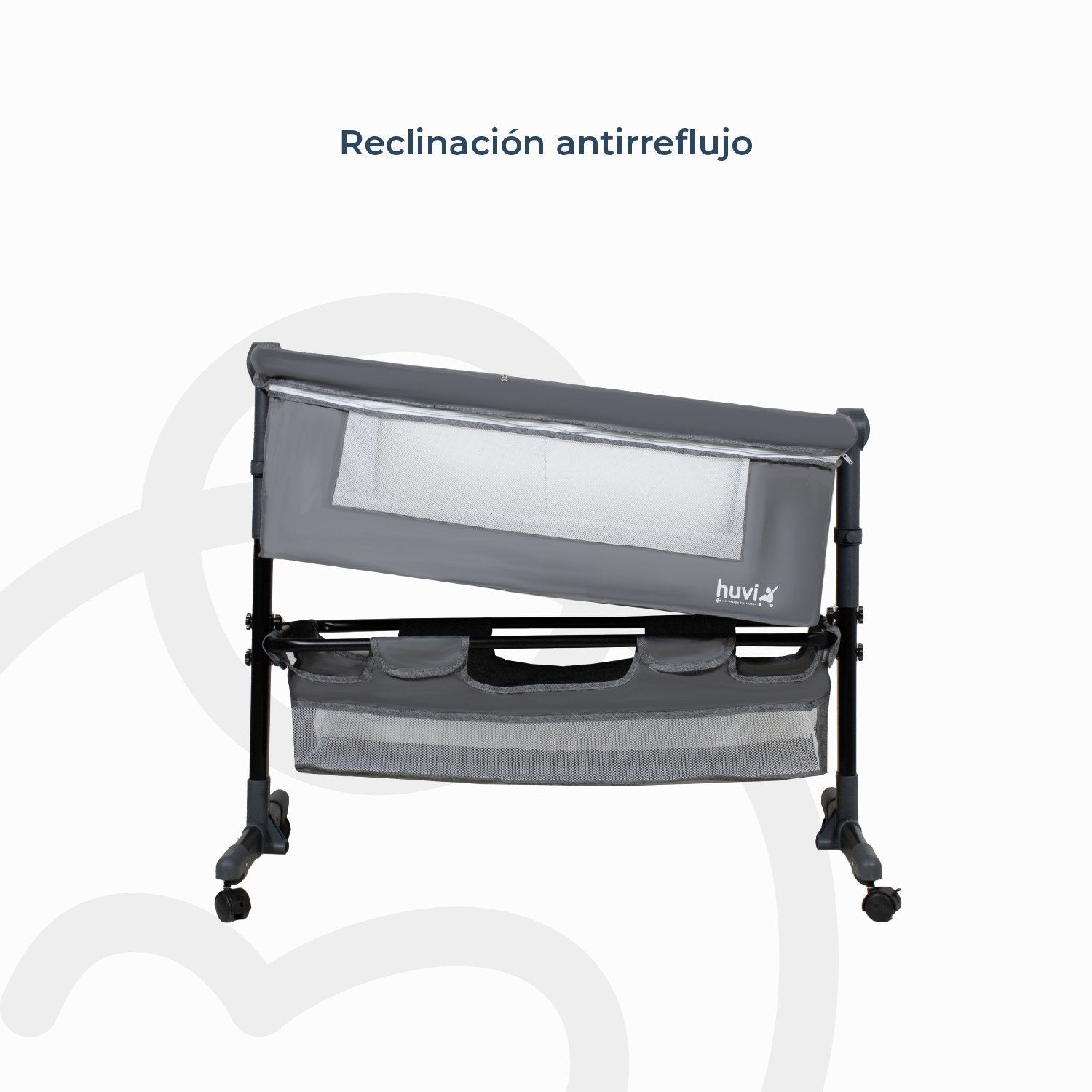 Cuna Colecho Cozy Con Colchón Mosquitero Y Canasto Gris Huvi