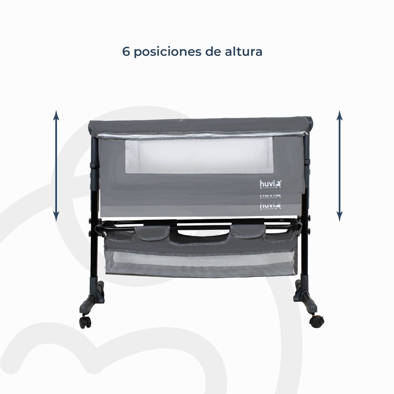 Cuna Colecho Cozy Con Colchón Mosquitero Y Canasto Gris Huvi