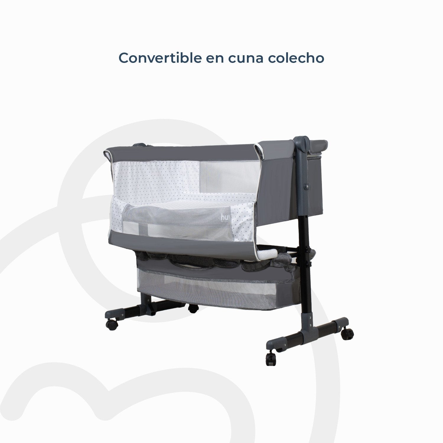 Cuna Colecho Cozy Con Colchón Mosquitero Y Canasto Gris Huvi