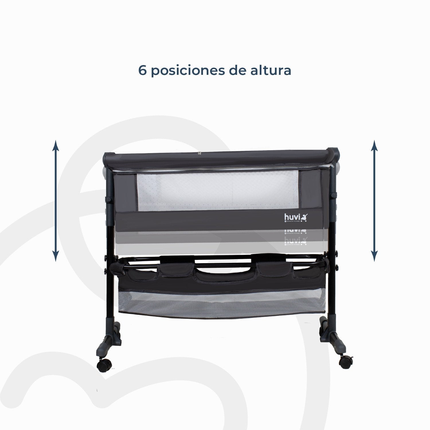 Cuna Colecho Cozy Con Colchón Mosquitero Y Canasto Negro Huvi