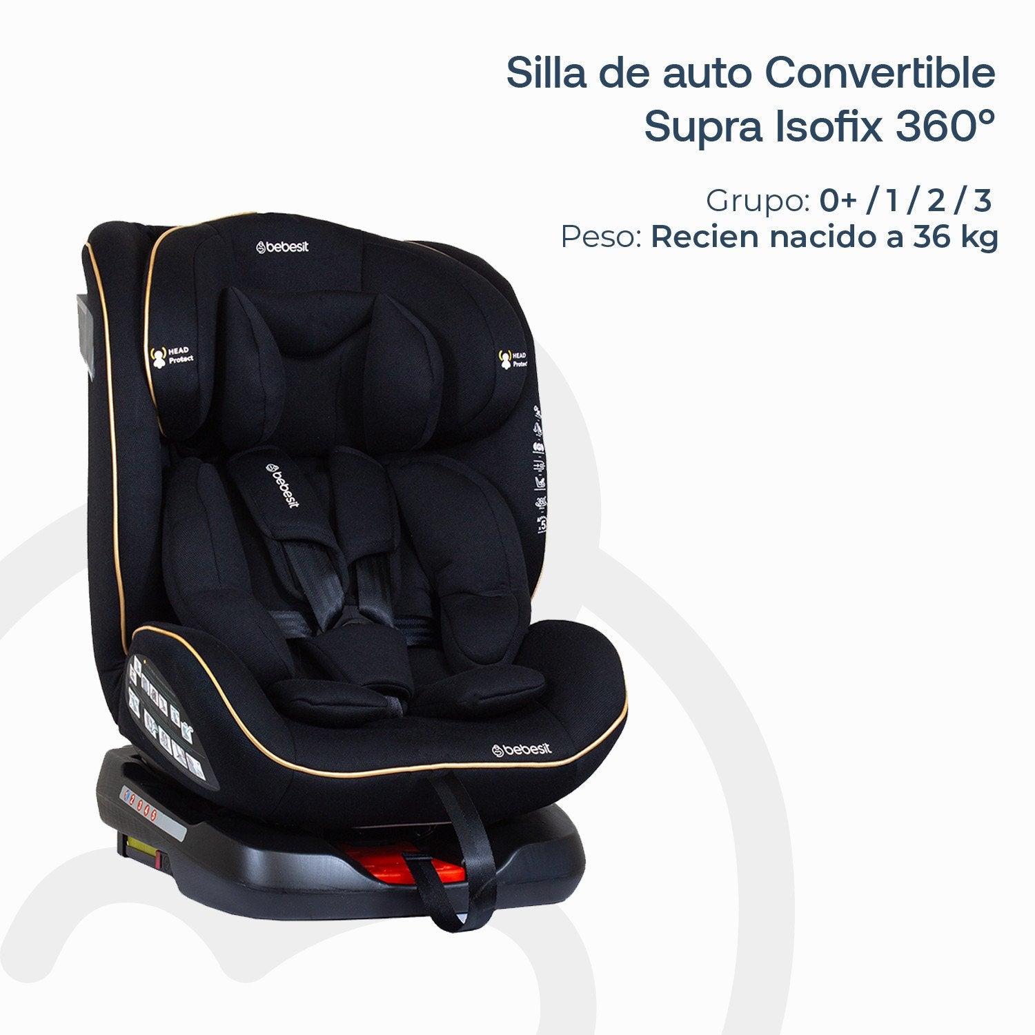 Silla De Auto Convertible Supra 360° Black Gold