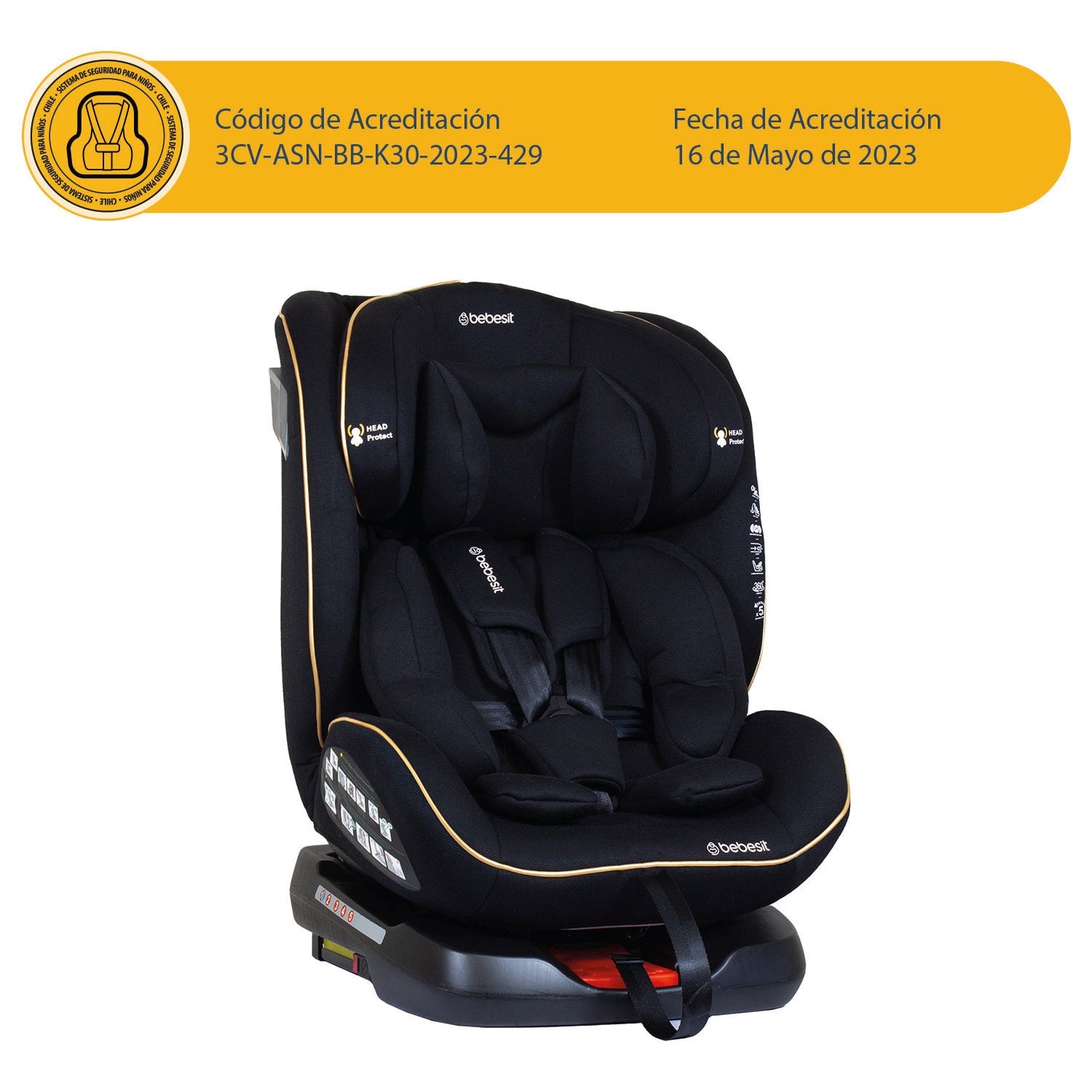 Silla De Auto Convertible Supra 360° Black Gold