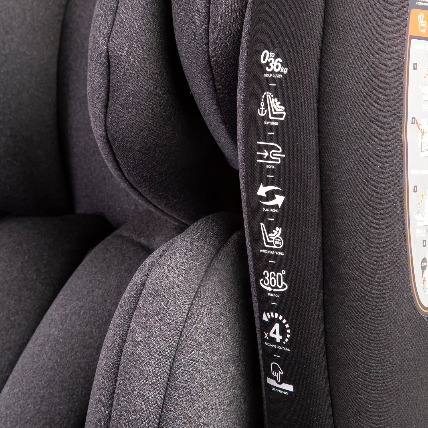 Silla De Auto Convertible 360° Isofix Saturn Gris