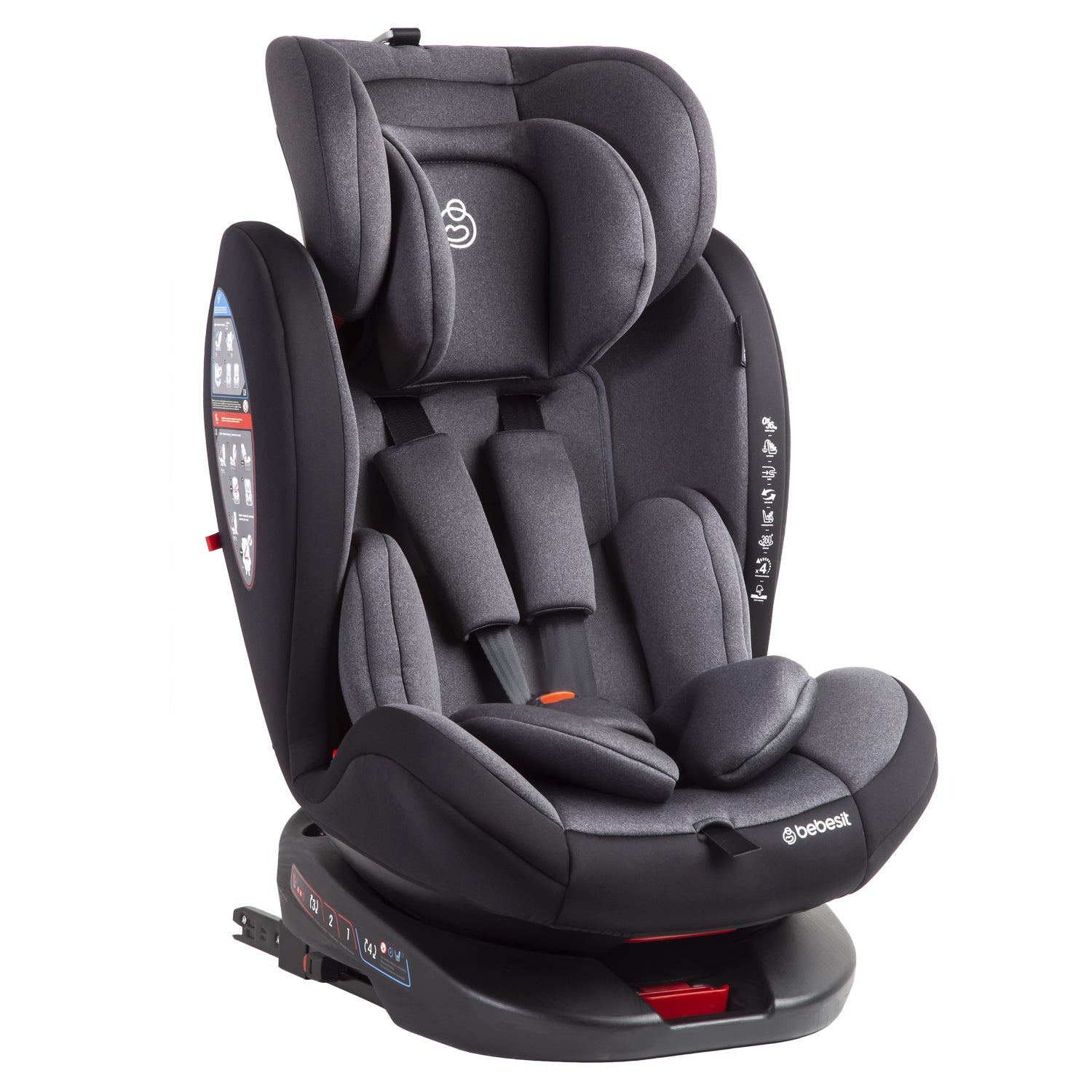 Silla De Auto Convertible 360° Isofix Saturn Gris