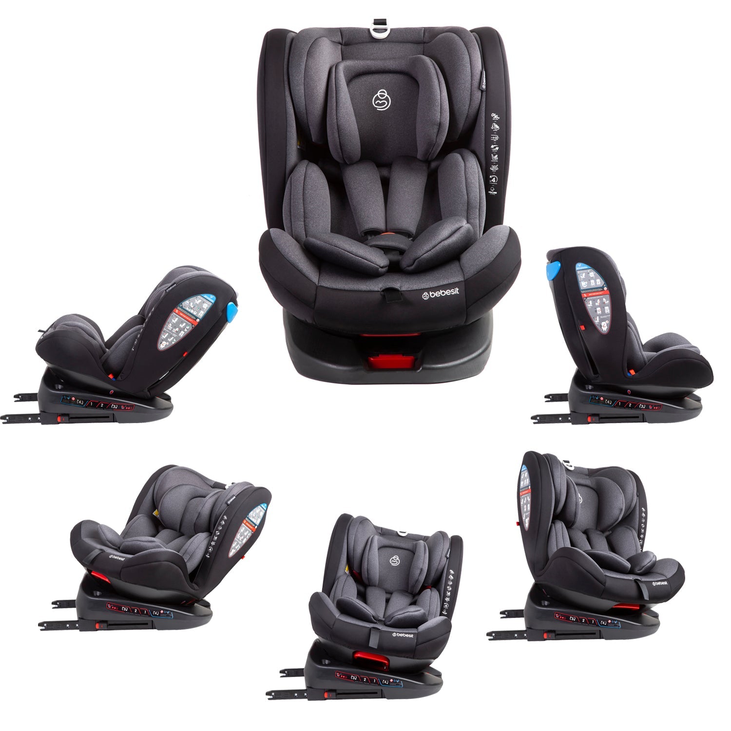 Silla De Auto Convertible 360° Isofix Saturn Gris