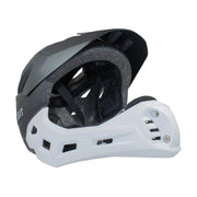 Casco Integral Bici Cross Rejilla Desmontable Blanco Negro