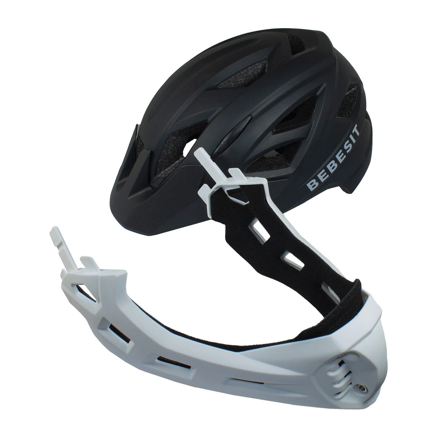 Casco Integral Bici Cross Rejilla Desmontable Blanco Negro