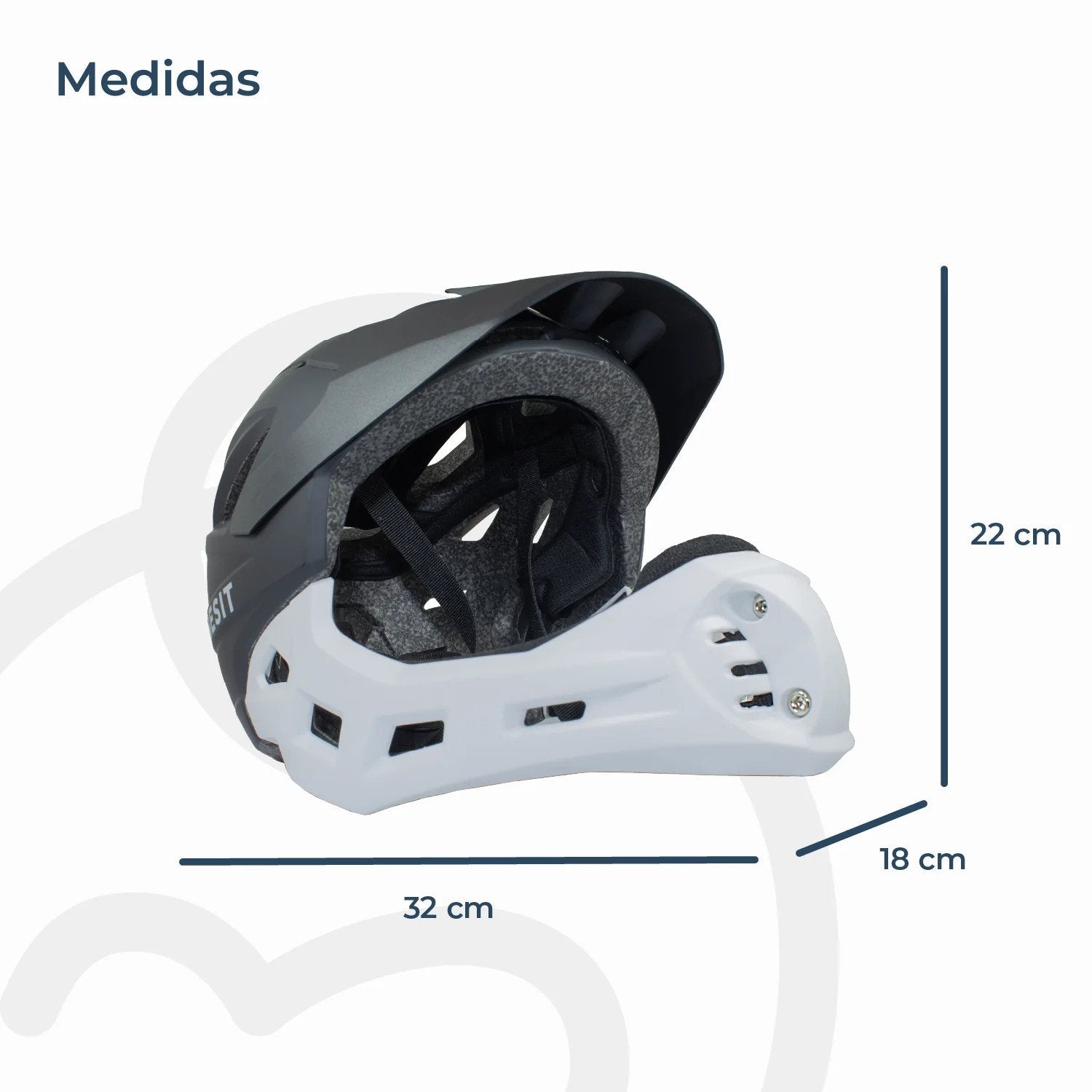 Casco Integral Bici Cross Rejilla Desmontable Blanco Negro