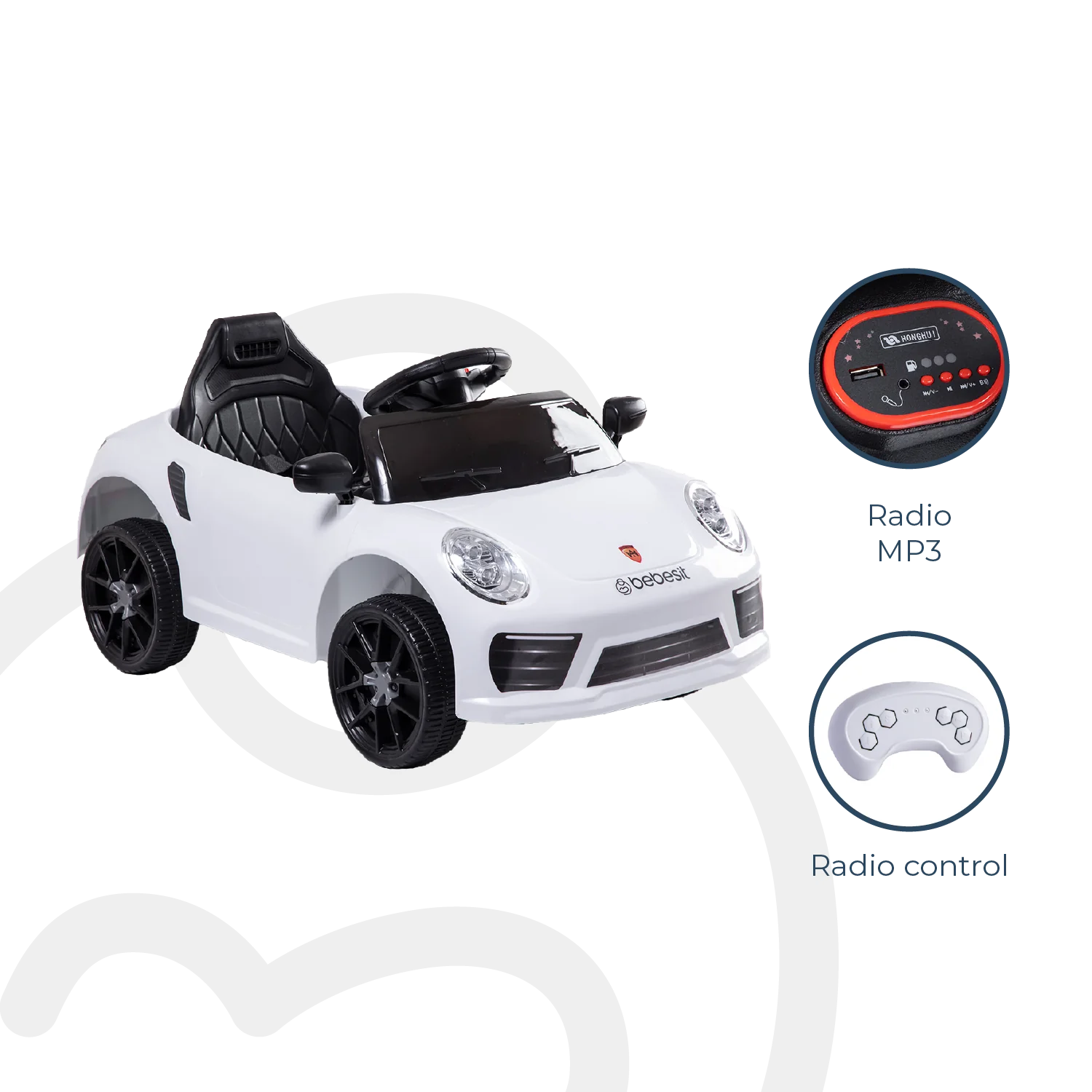 Auto Deportivo Eléctrico Race Blanco Bebesit