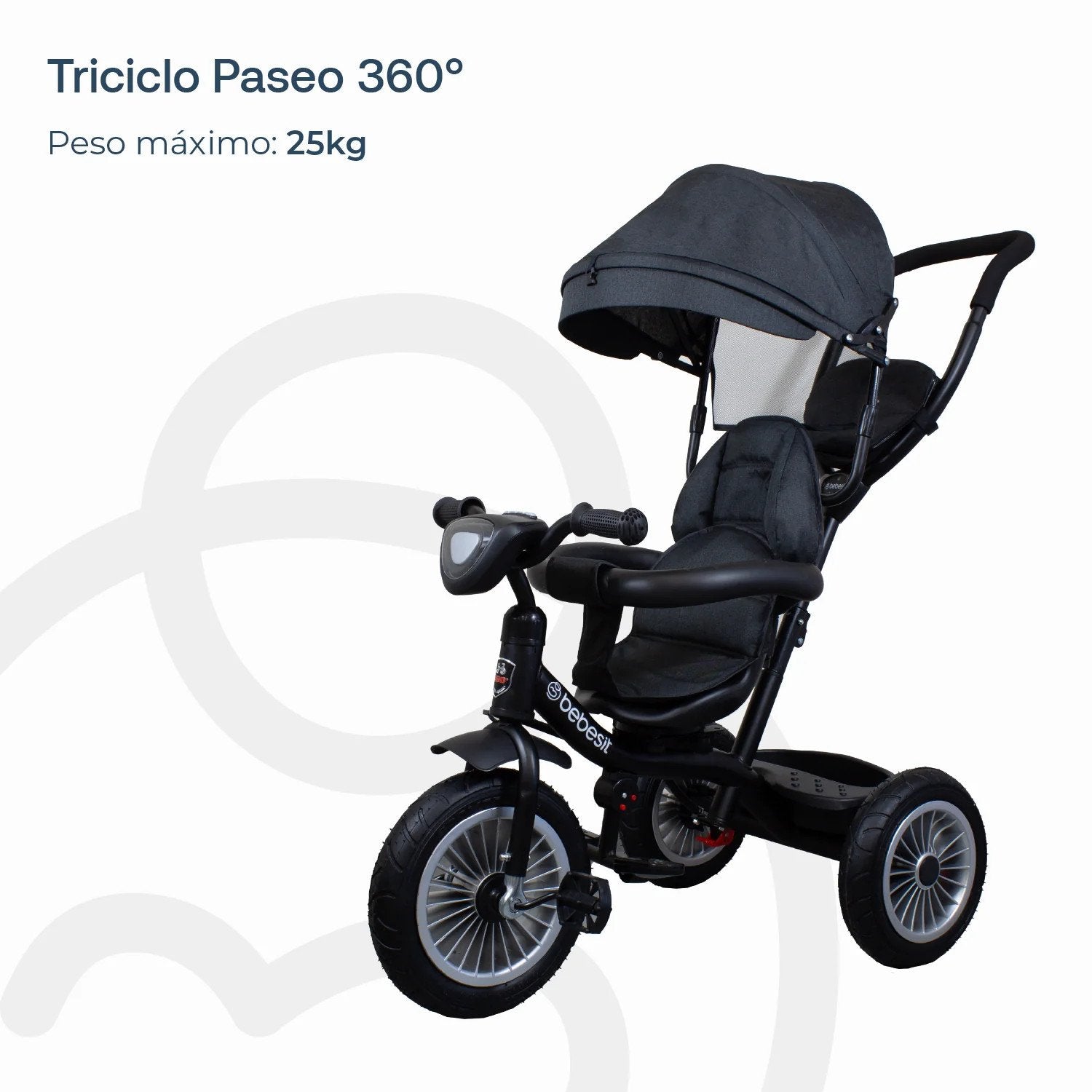 Triciclo Paseo Infantil 360 1326 Lx Negro Bebesit