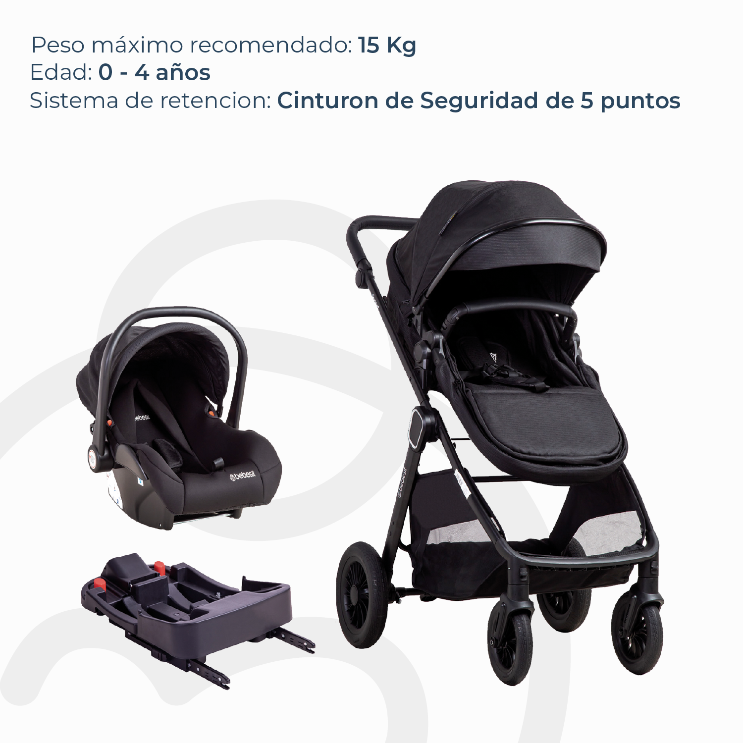Coche Cuna Travel System Isofix Sunset Premium Negro