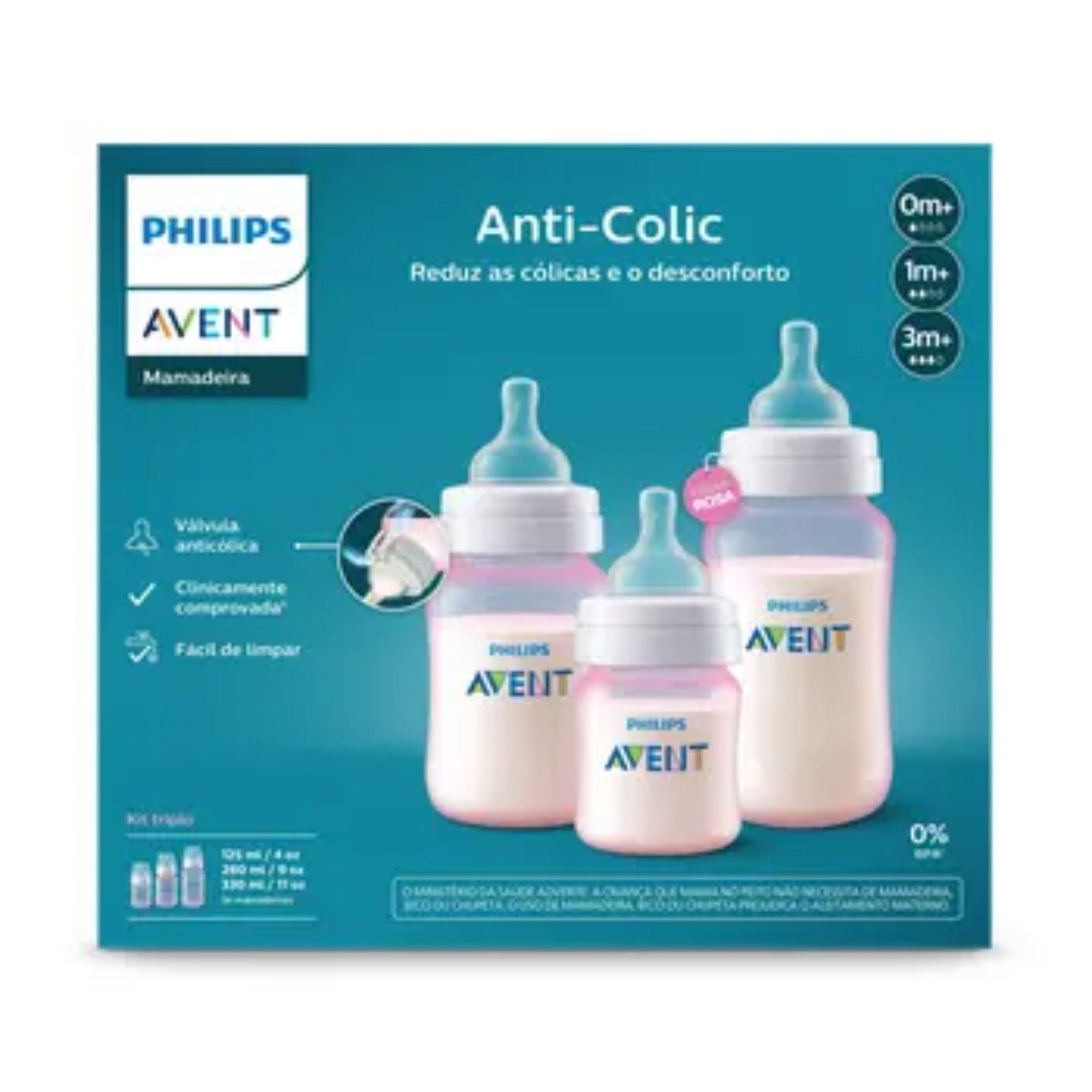 Set 3 Mamaderas Anticolic 125, 260, 330 Ml Translucida