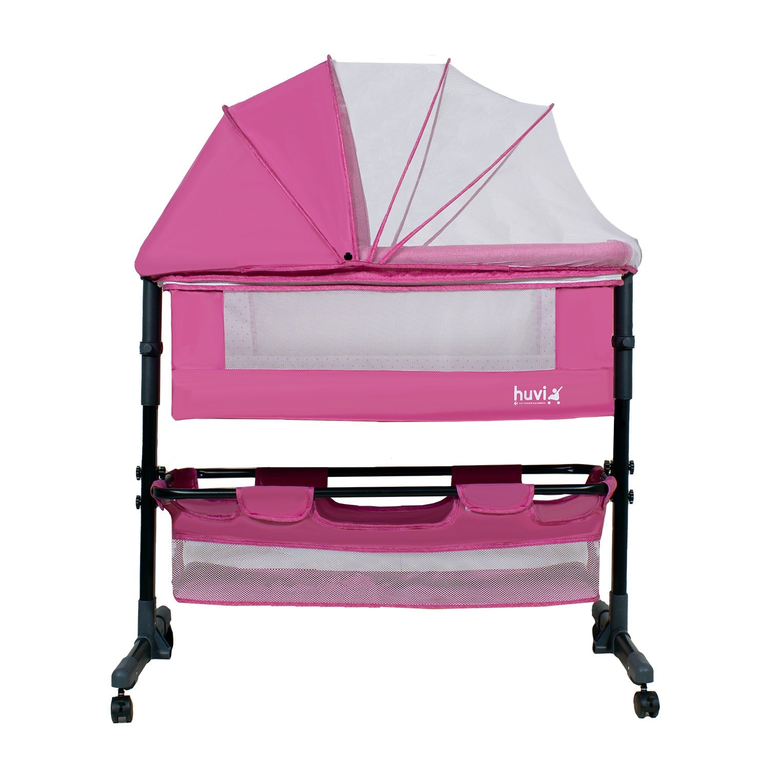 Cuna Colecho Cozy con Colchón Mosquitero y Canasto Rosa Huvi