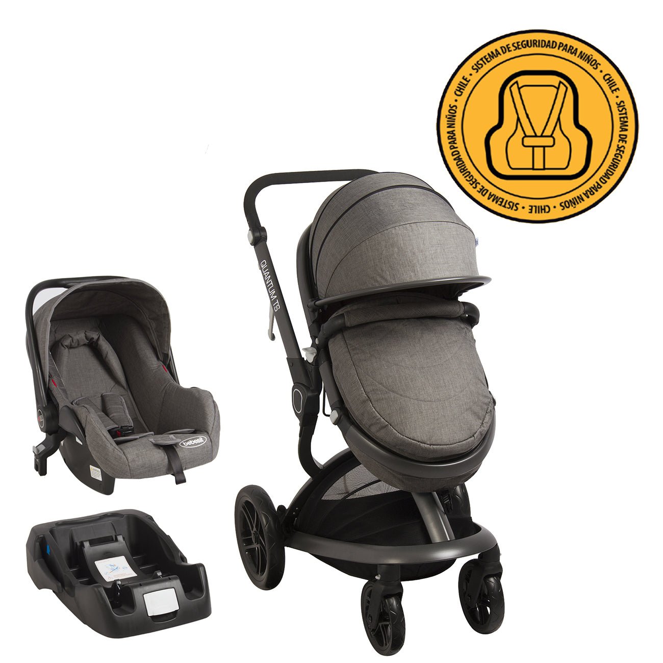 Coche Cuna Travel System Quantum Gris