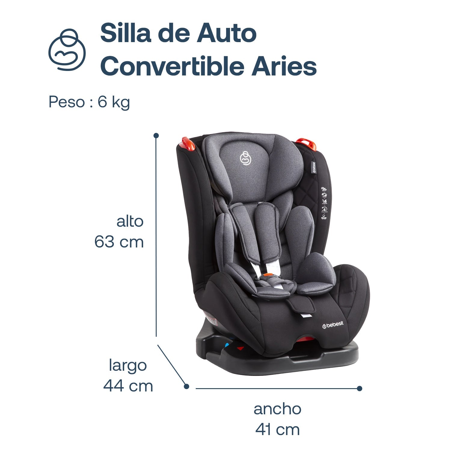 Silla de auto convertible Aries Gris