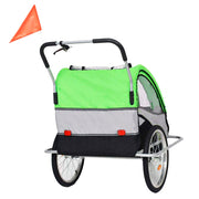 Carro Arrastre Trailer Para Bicicletas 2 Niños Beride Verde