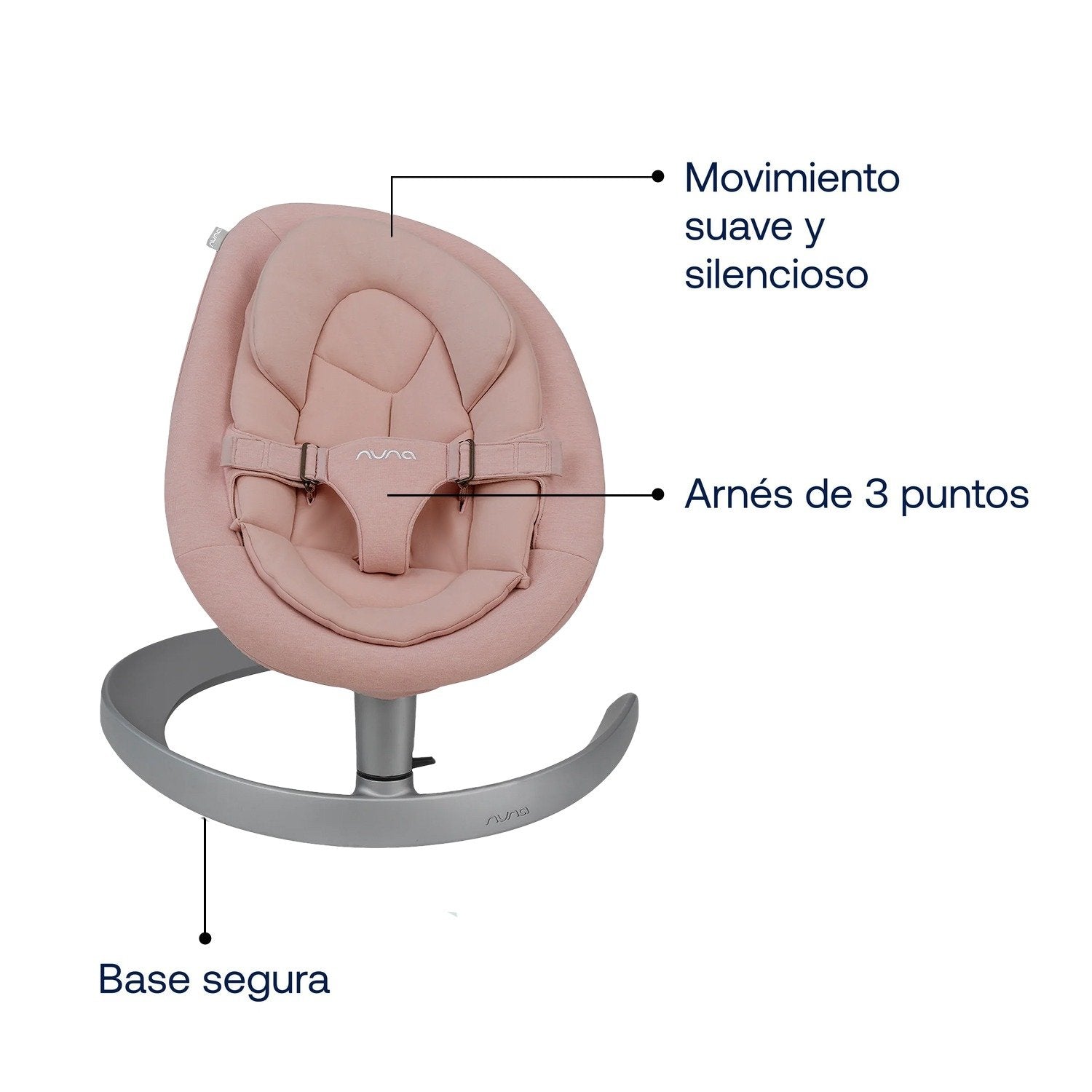 Silla Nido Baby Bouncer Leaf Grow Blush Nuna