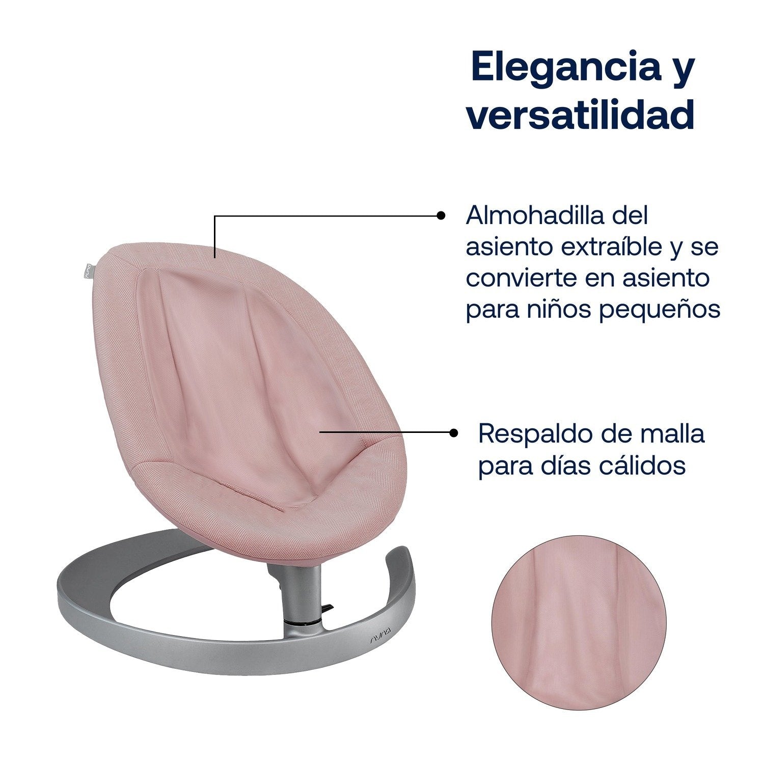 Silla Nido Baby Bouncer Leaf Grow Blush Nuna