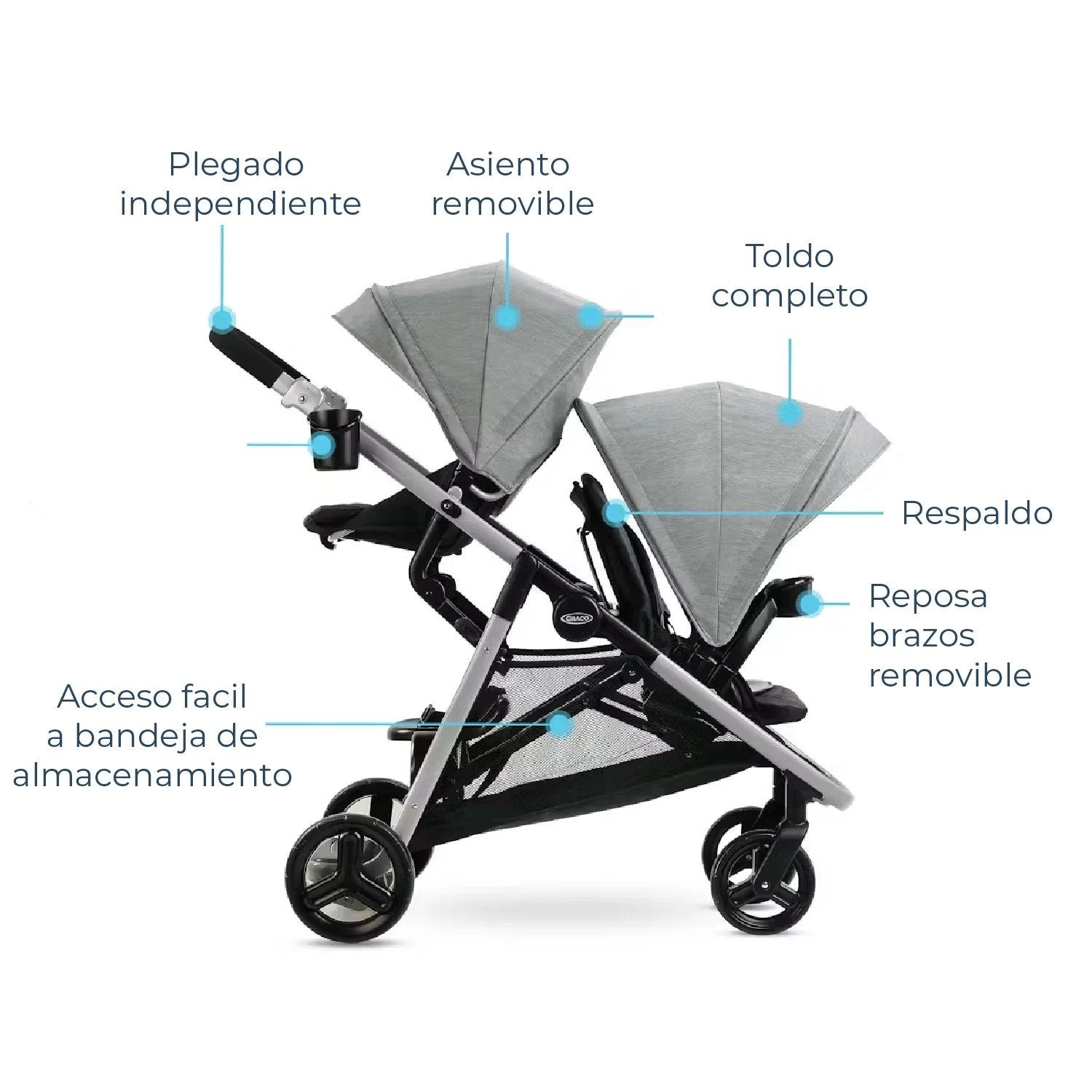 Coche De Paseo Doble Ready2grow Lx 2.0 Clark Graco