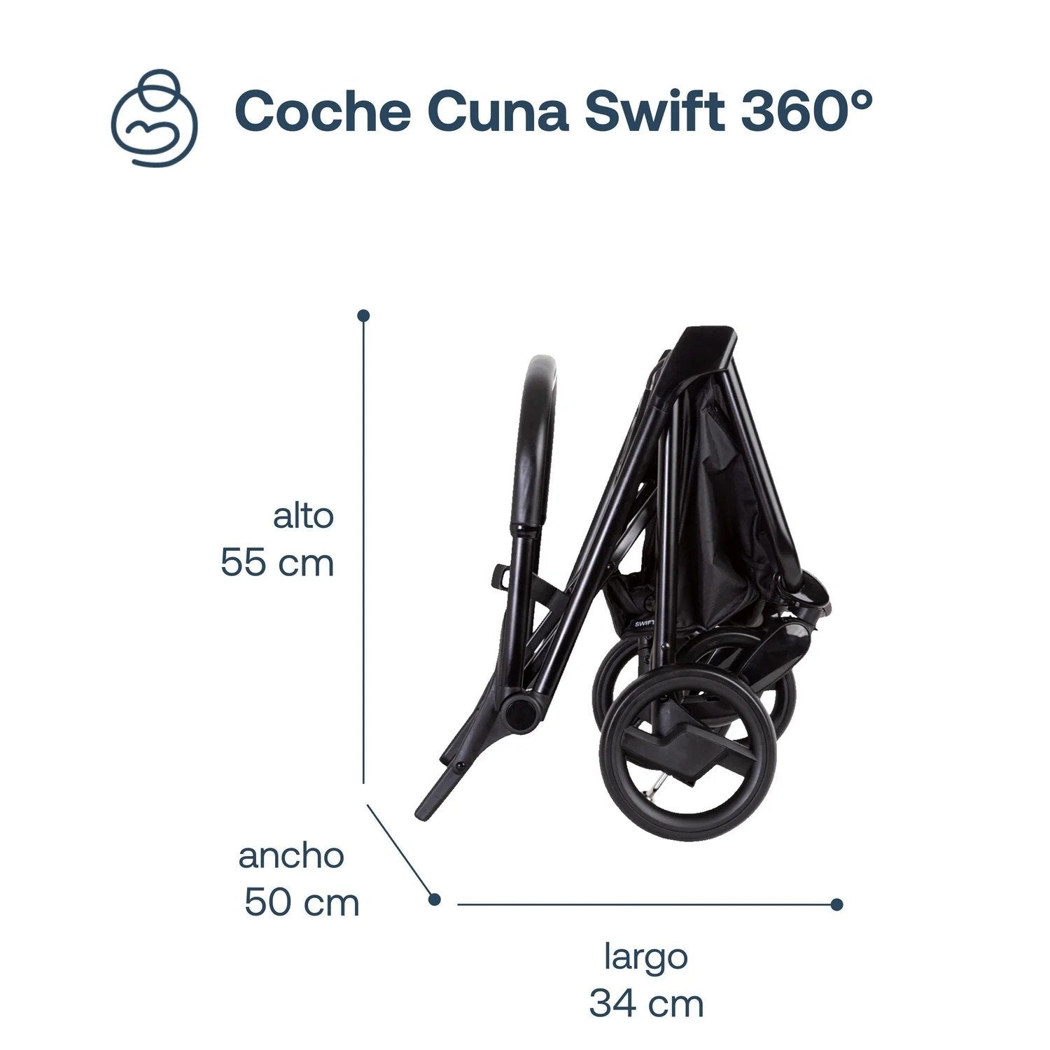 Coche Cuna Travel System Swift 360 Negro