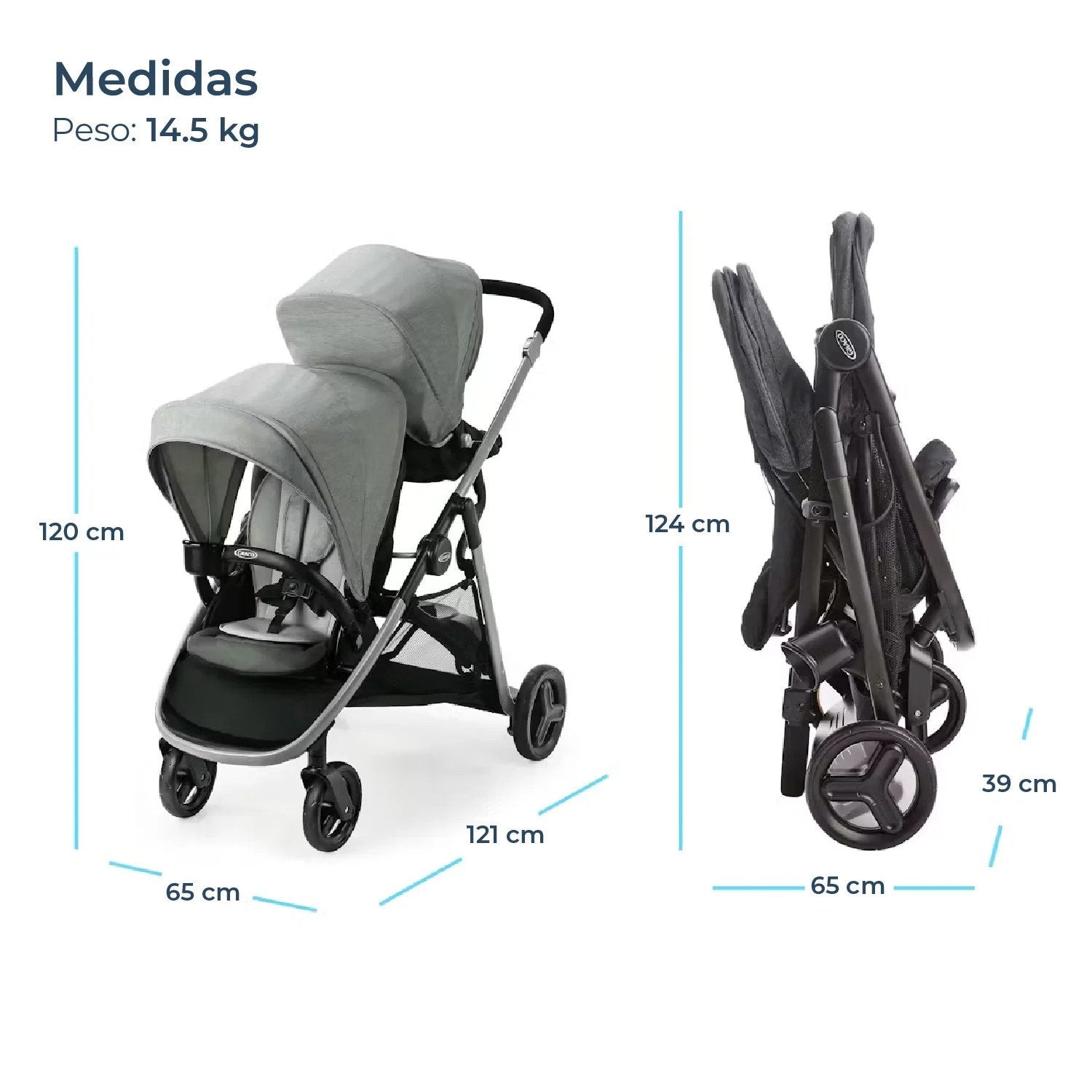 Coche De Paseo Doble Ready2grow Lx 2.0 Clark Graco