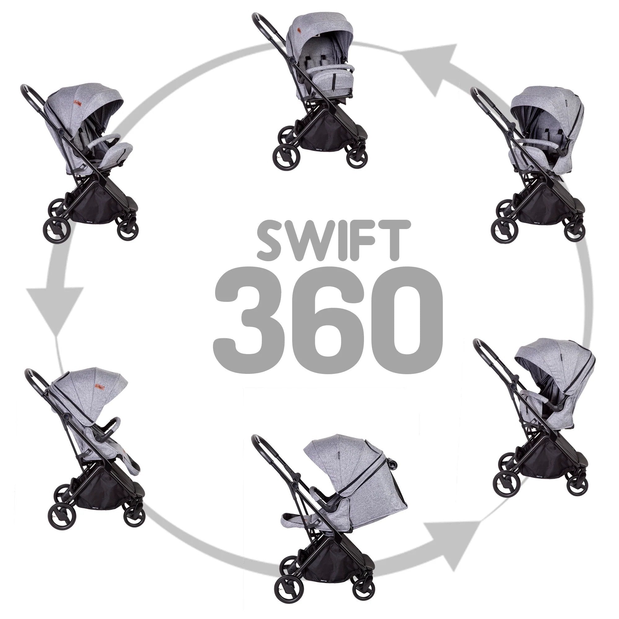 Coche Cuna Travel System Swift 360 Negro