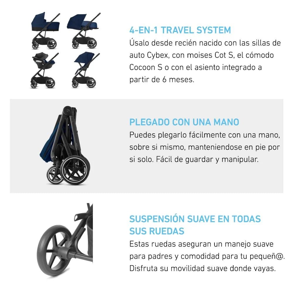 Coche Travel System Balios S Lux 3.0 Sky Blue + Aton B2 + Base