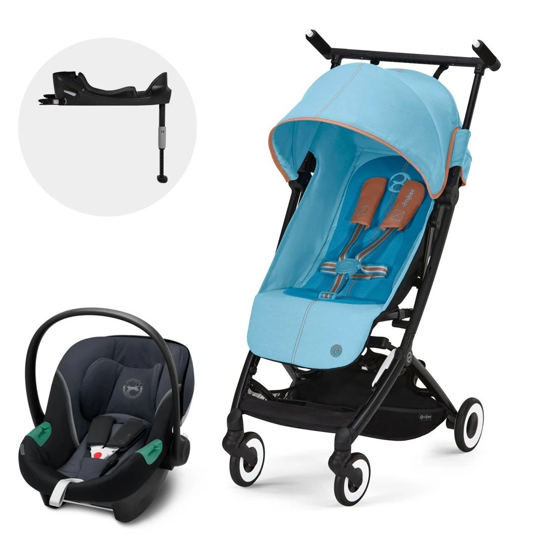 Coche Travel System Libelle Black Beach Blue + Aton S2 + Base