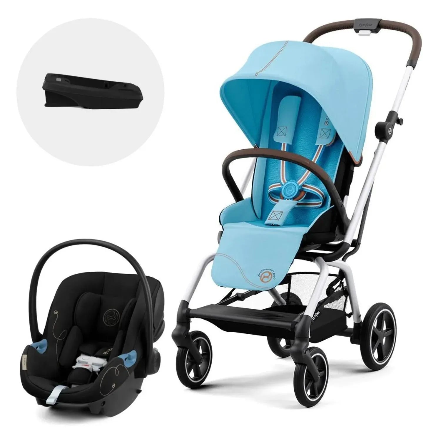 Travel System Eezy S Twist Plus Silver Beach Blue + Aton G + Base G