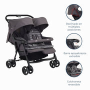 Coche Paseo Doble Aire Twin Dark Pewter Joie